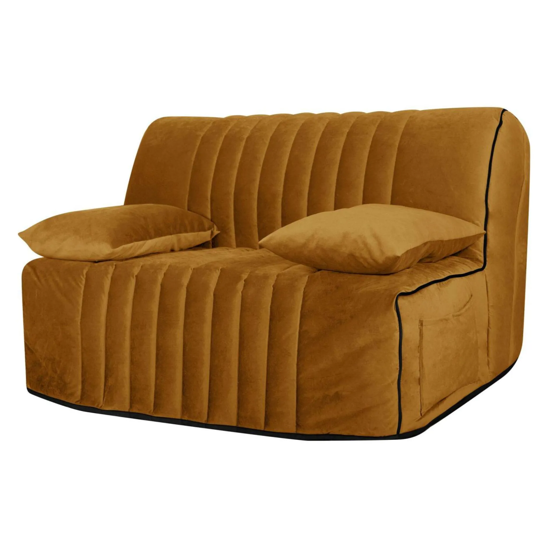 Bz>Camif Canapé BZ velours matelas 15 cm Oriane - - Matelas mousse HR Jaune Mordoré