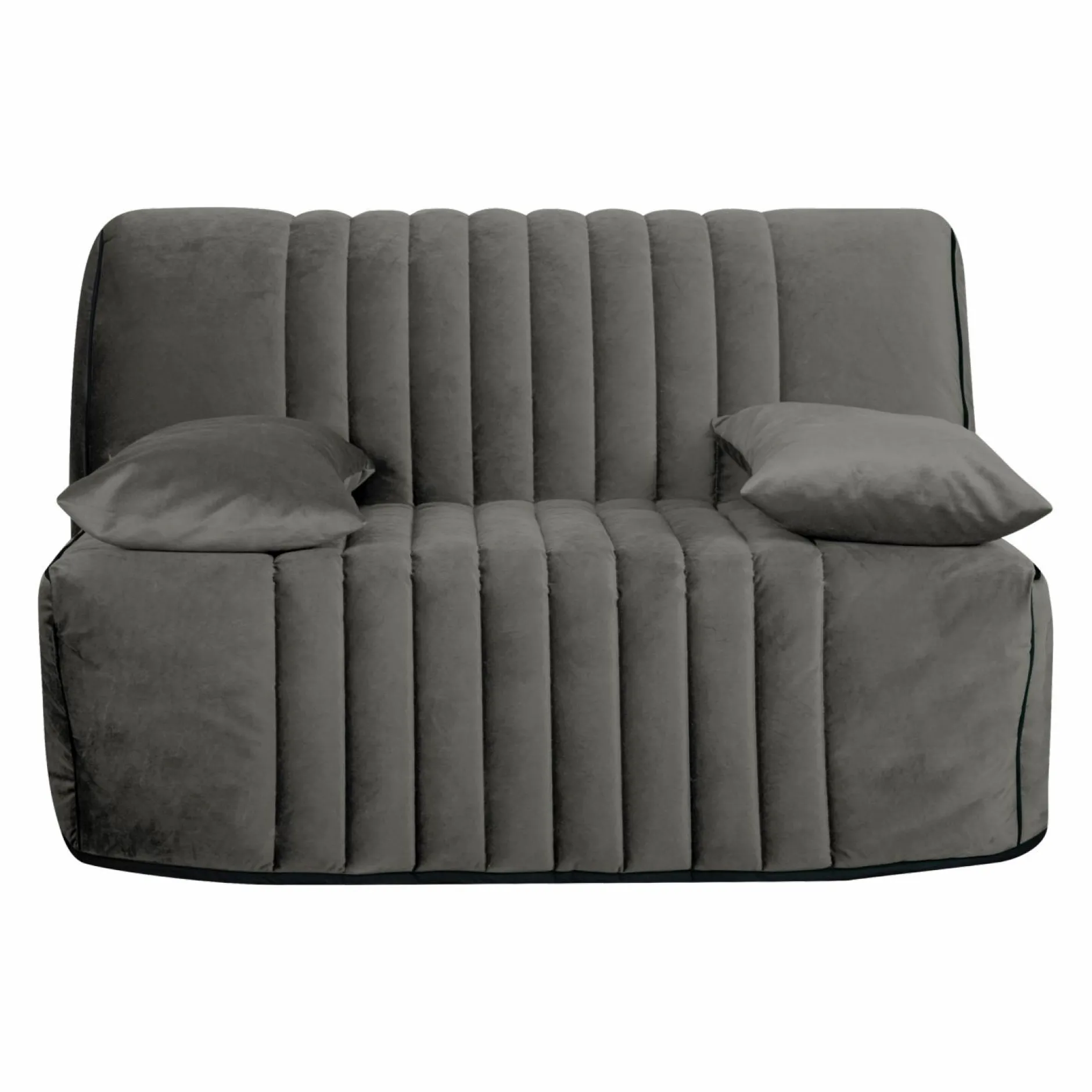 Bz>Camif Canapé BZ velours matelas 15 cm Oriane - - Matelas mousse HR Gris Clair