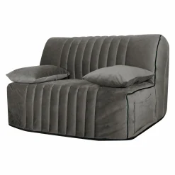Bz>Camif Canapé BZ velours matelas 15 cm Oriane - - Matelas mousse HR Gris Clair