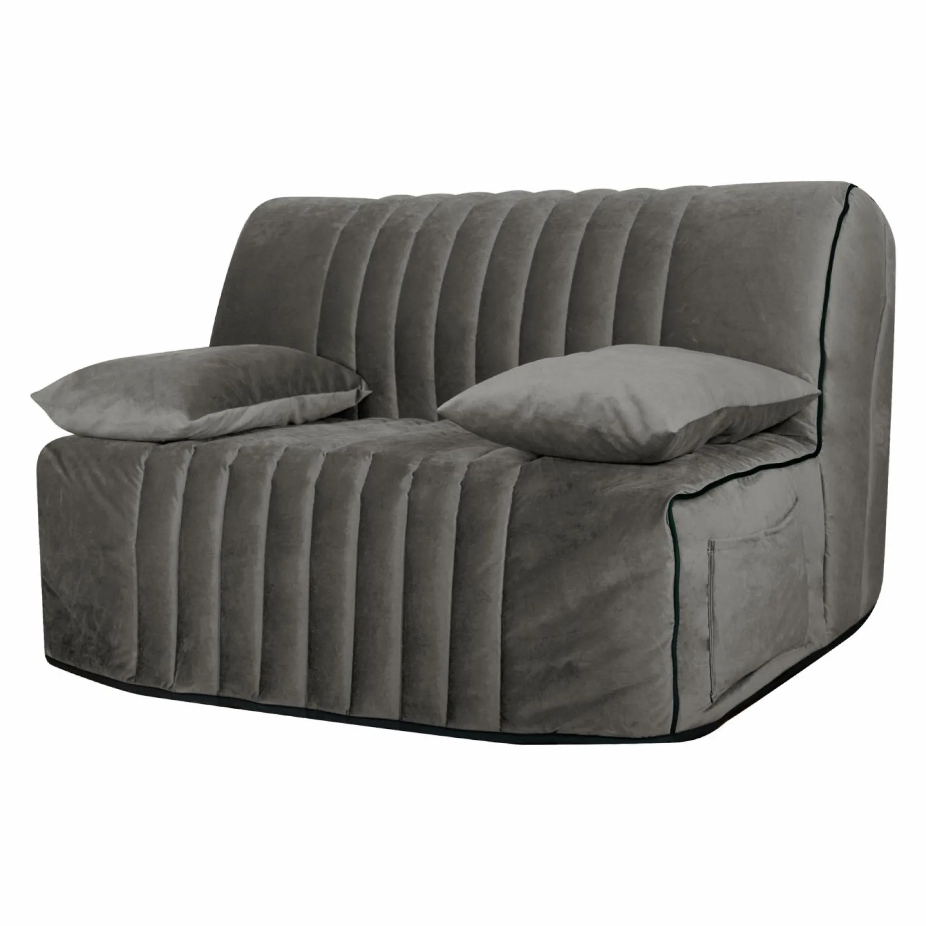 Bz>Camif Canapé BZ velours matelas 15 cm Oriane - - Matelas mousse HR Gris Clair