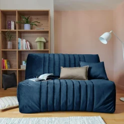 Bz>Camif Canapé BZ velours matelas 15 cm Oriane - - Matelas mousse HR Bleu