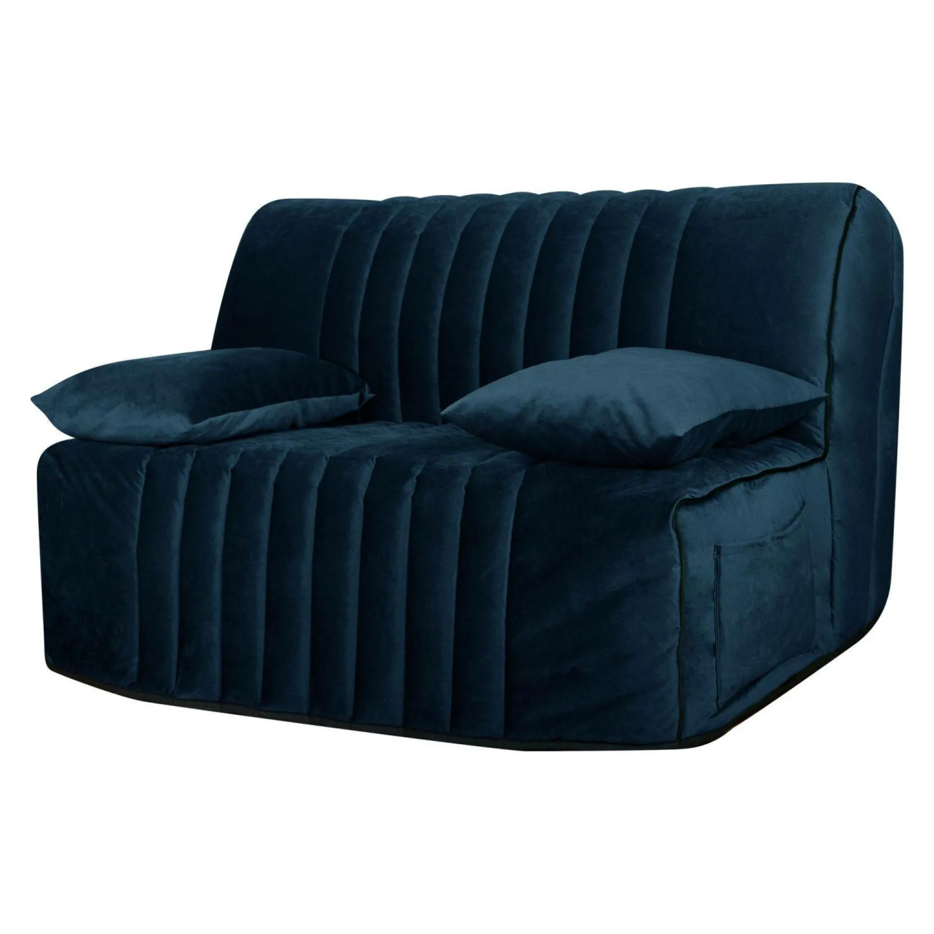 Bz>Camif Canapé BZ velours matelas 15 cm Oriane - - Matelas mousse HR Bleu