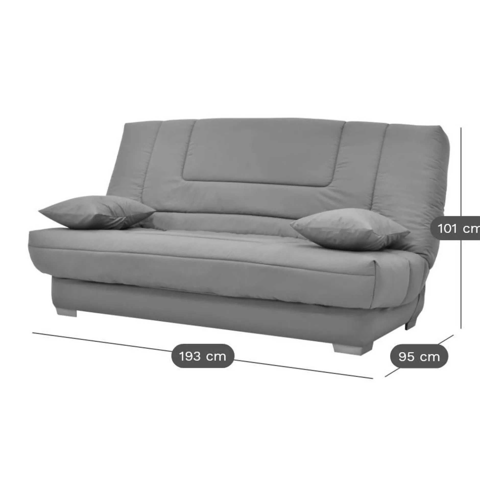 Clic-Clac>Camif Canapé clic-clac tissu matelas Bultex 14 cm Gabriel - Gris