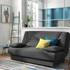 Clic-Clac>Camif Canapé clic-clac tissu matelas 13 cm Garance - Gris Foncé