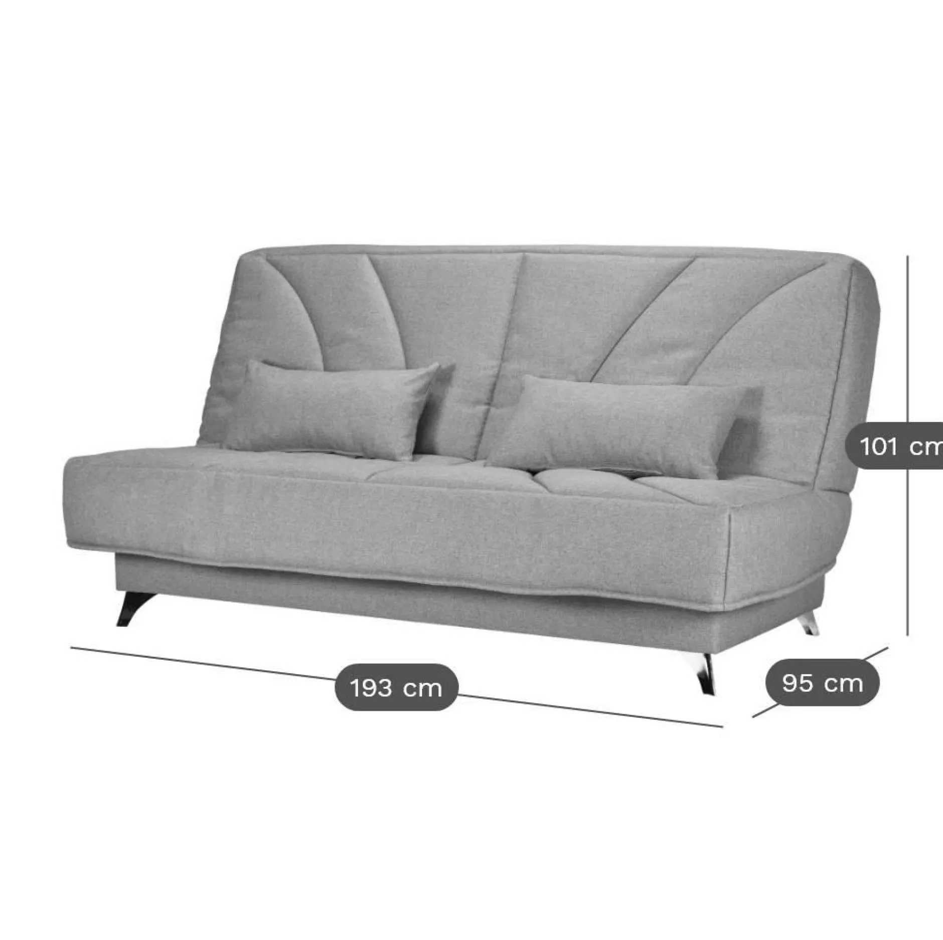 Clic-Clac>Camif Canapé clic-clac tissu matelas Bultex 14 cm Gipsy - Gris Foncé