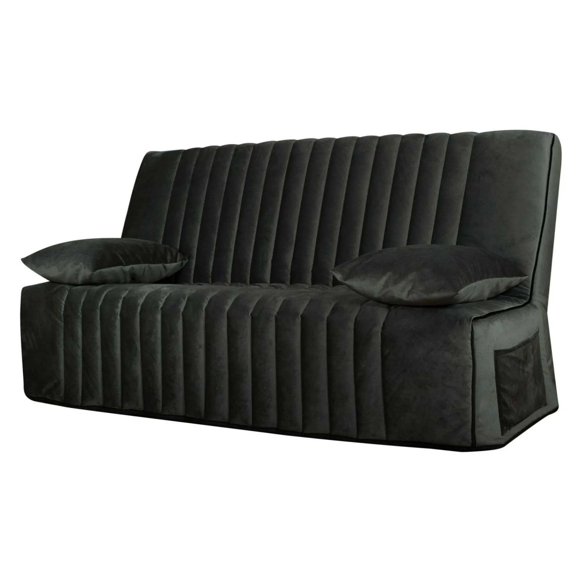 Clic-Clac>Camif Canapé clic-clac velours matelas 15 cm Oriane - - Matelas mousse HR Gris