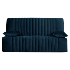 Clic-Clac>Camif Canapé clic-clac velours matelas 15 cm Oriane - - Matelas mousse HR Bleu