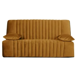 Clic-Clac>Camif Canapé clic-clac velours matelas 15 cm Oriane - - Matelas mousse HR Jaune Mordoré