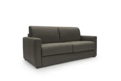 Canapés Droits>Camif Canapé convertible cuir Aubin - - 3 places Chocolat