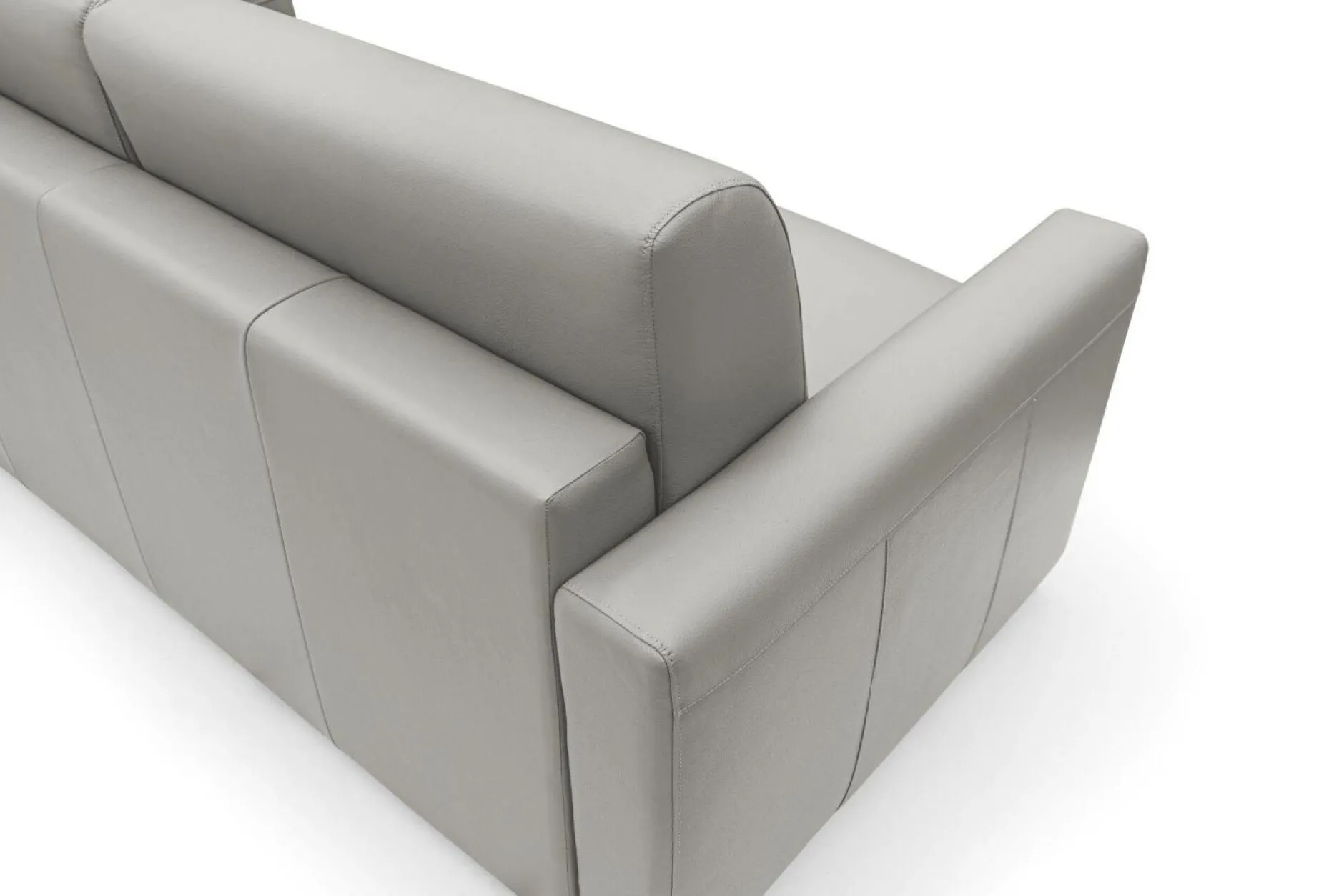 Canapés Droits>Camif Canapé convertible cuir Aubin - - 3 places Gris Clair