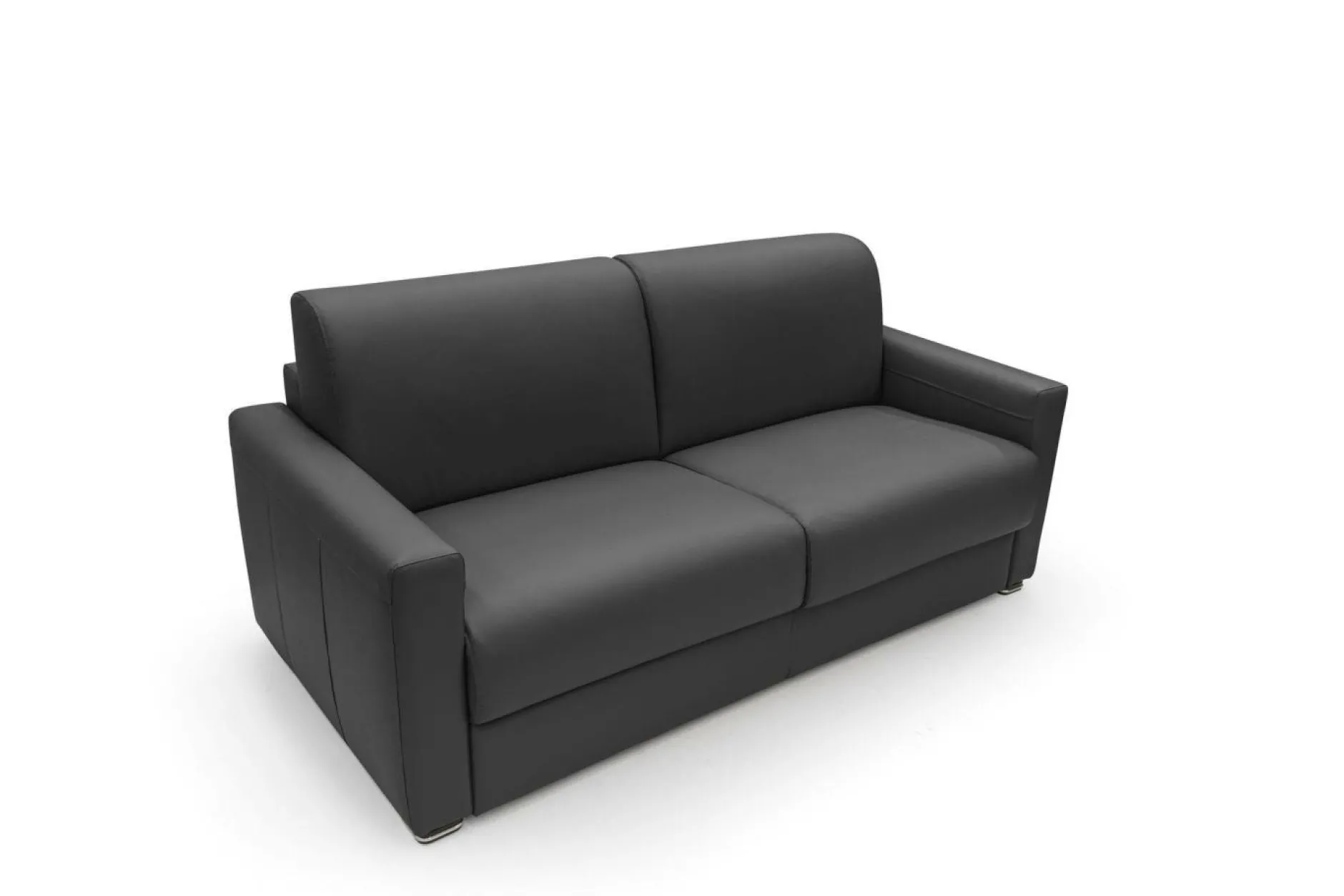 Canapés Droits>Camif Canapé convertible cuir Aubin - - Grand 2 places Noir