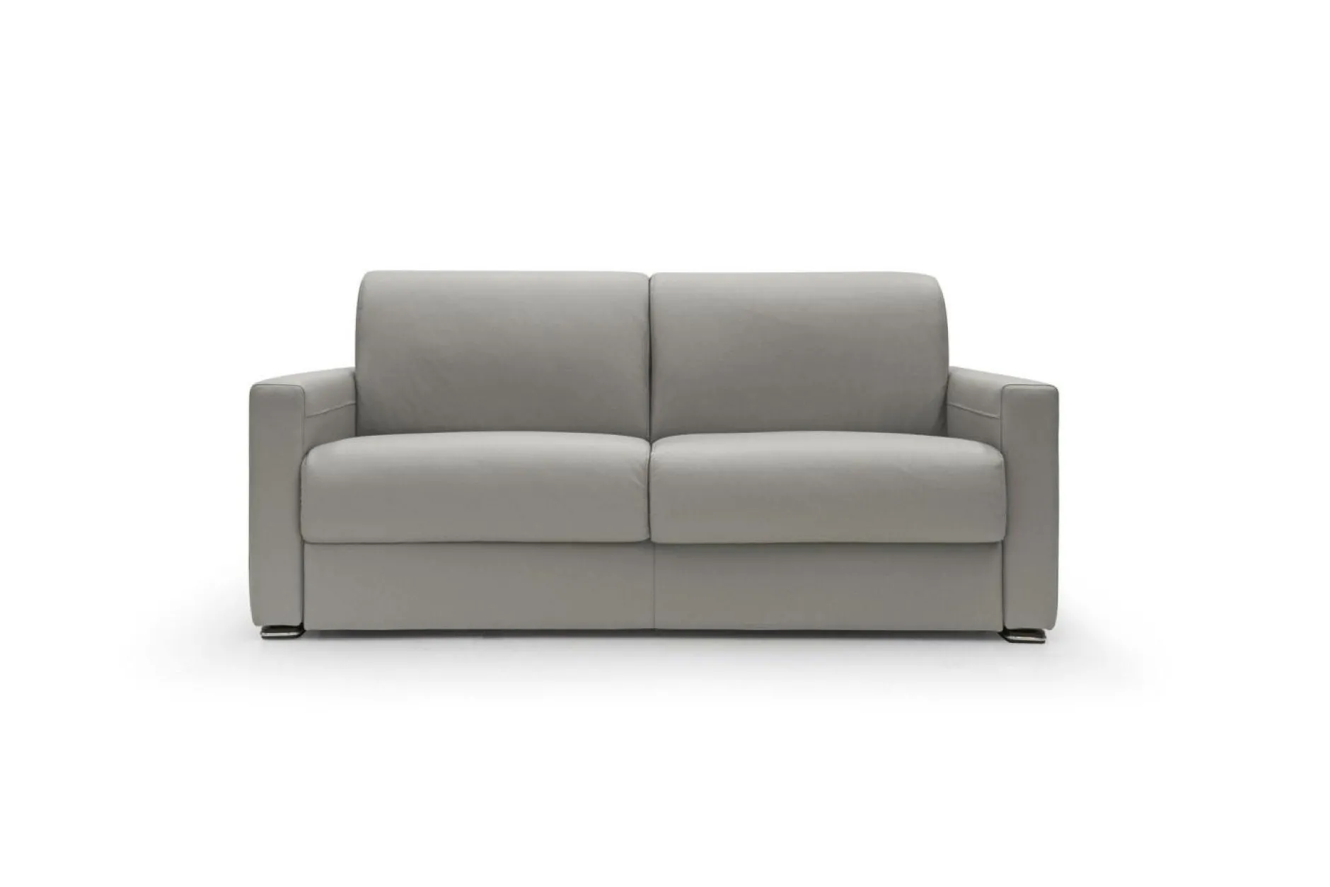 Canapés Droits>Camif Canapé convertible cuir Aubin - - Grand 3 places Gris Clair