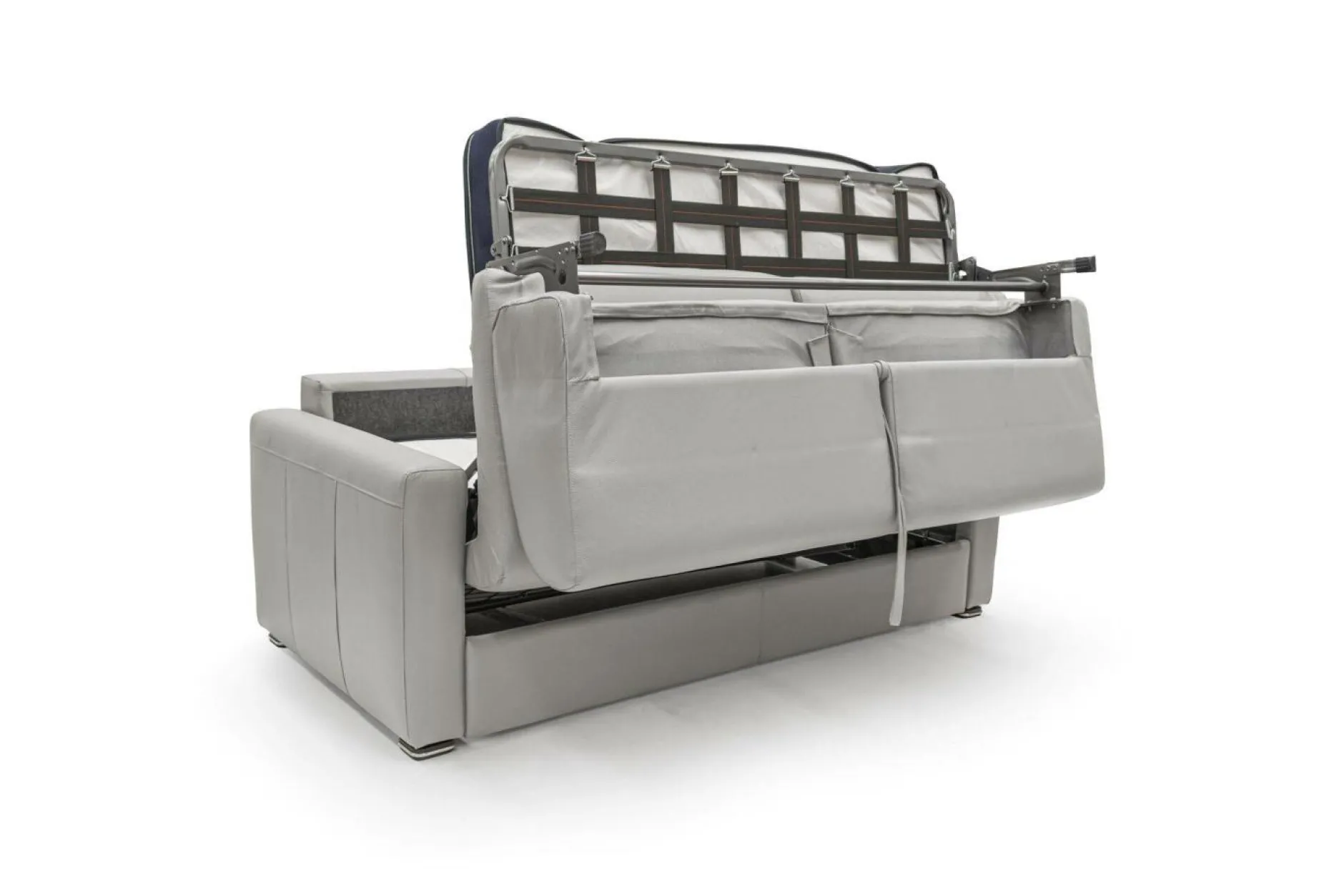 Canapés Droits>Camif Canapé convertible cuir Aubin - - Grand 3 places Gris Clair