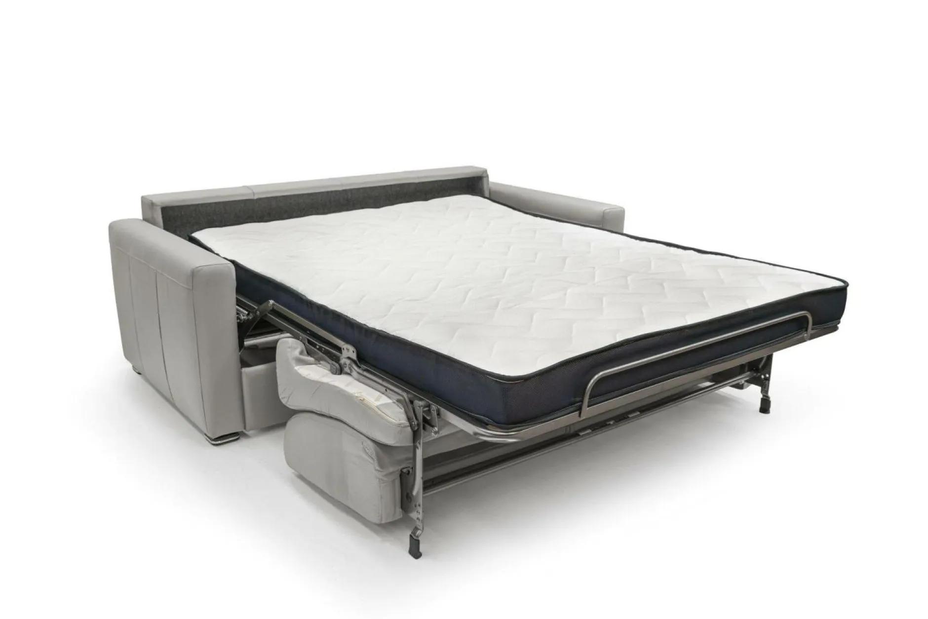 Canapés Droits>Camif Canapé convertible cuir Aubin - - Grand 3 places Gris Clair