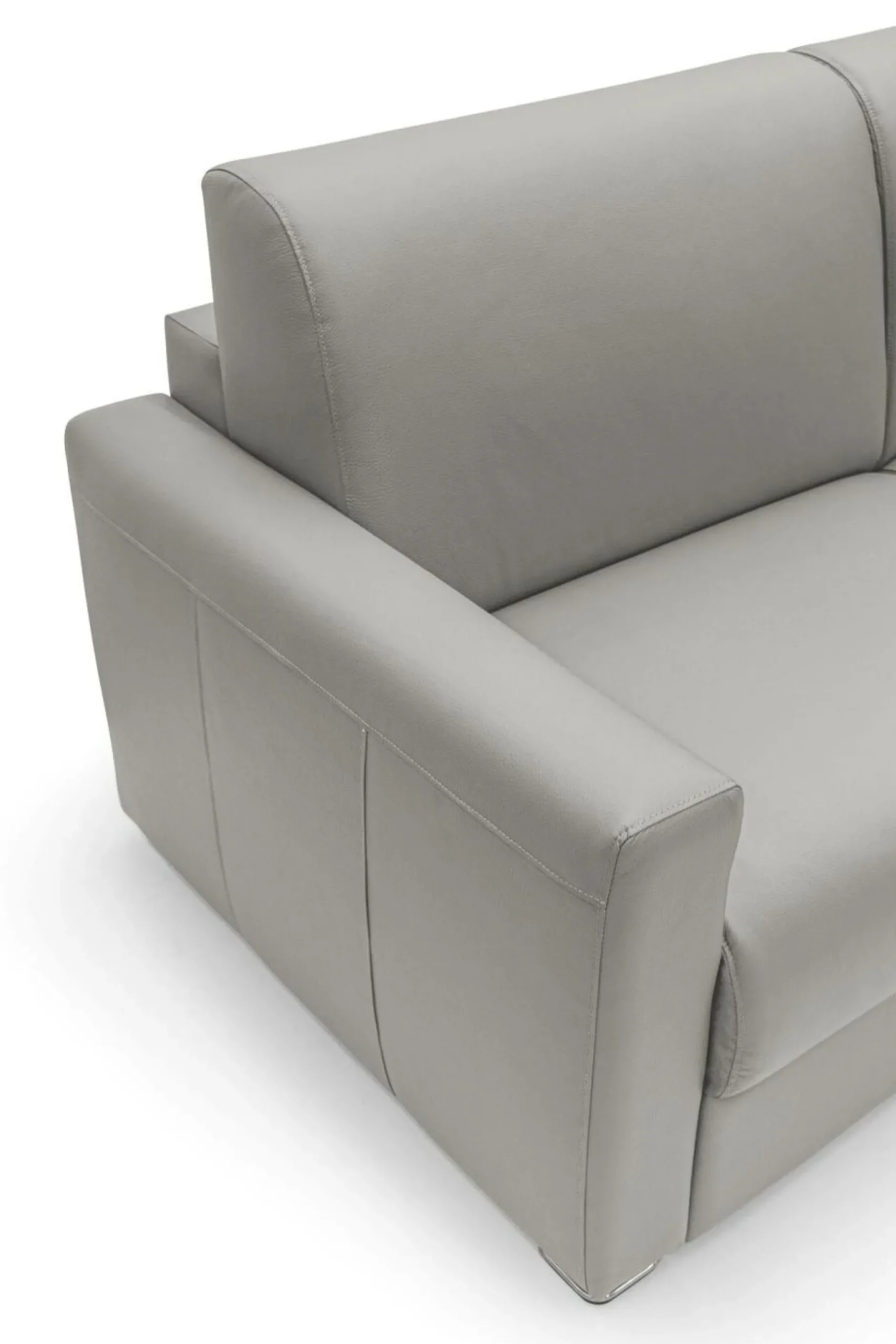 Canapés Droits>Camif Canapé convertible cuir Aubin - - Grand 3 places Gris Clair