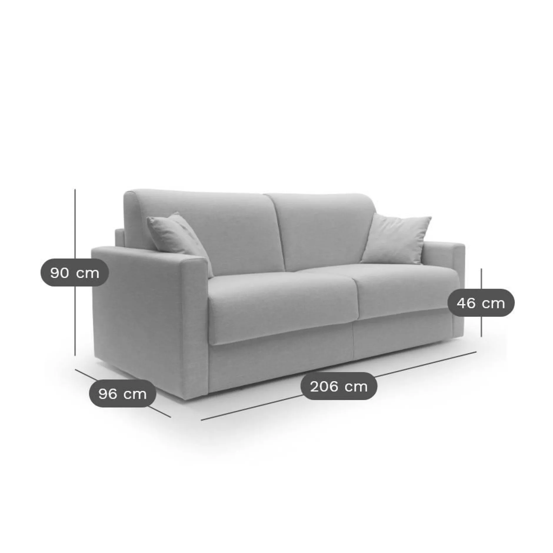 Canapés Droits>Camif Canapé convertible cuir Aubin - - Grand 3 places Gris Clair