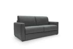 Canapés Droits>Camif Canapé convertible cuir Aubin - - Grand 2 places Anthracite