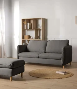 Canapés Droits>Camif Canapé convertible tissu chenillé Portimo - Gris Foncé