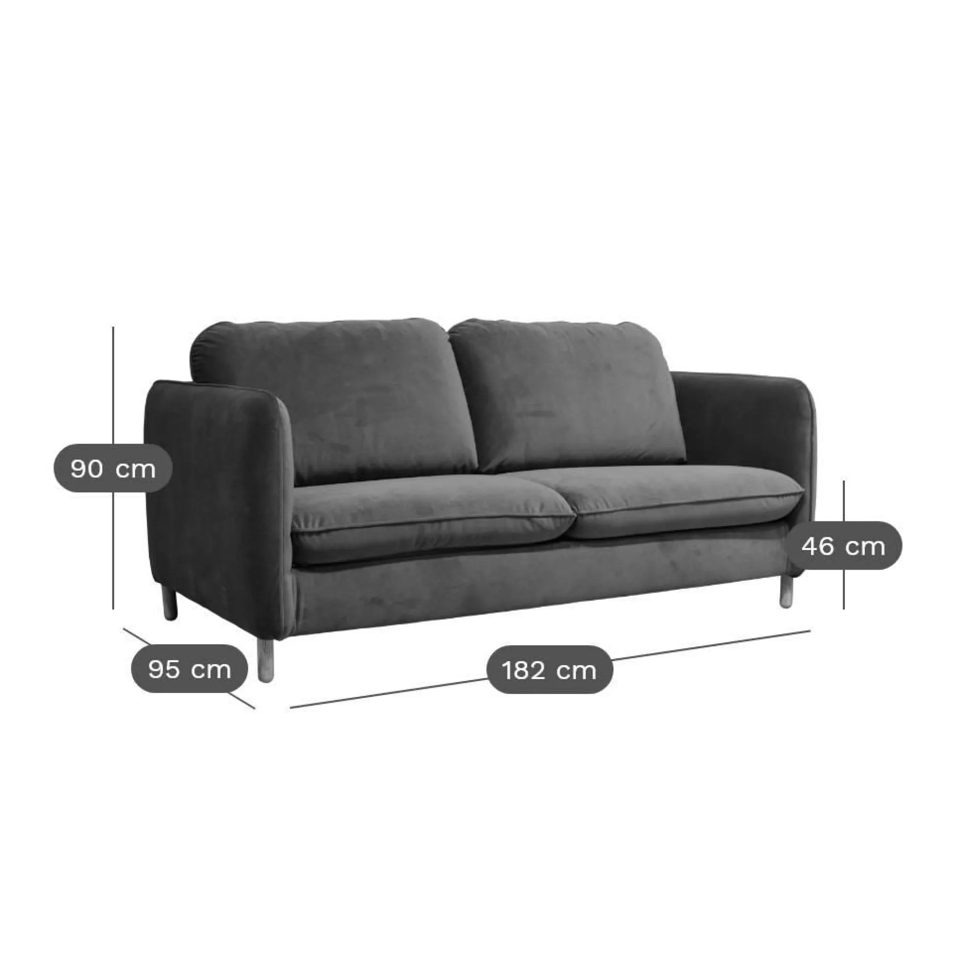 Canapés Droits>Camif Canapé convertible tissu chenillé Portimo - Gris Foncé