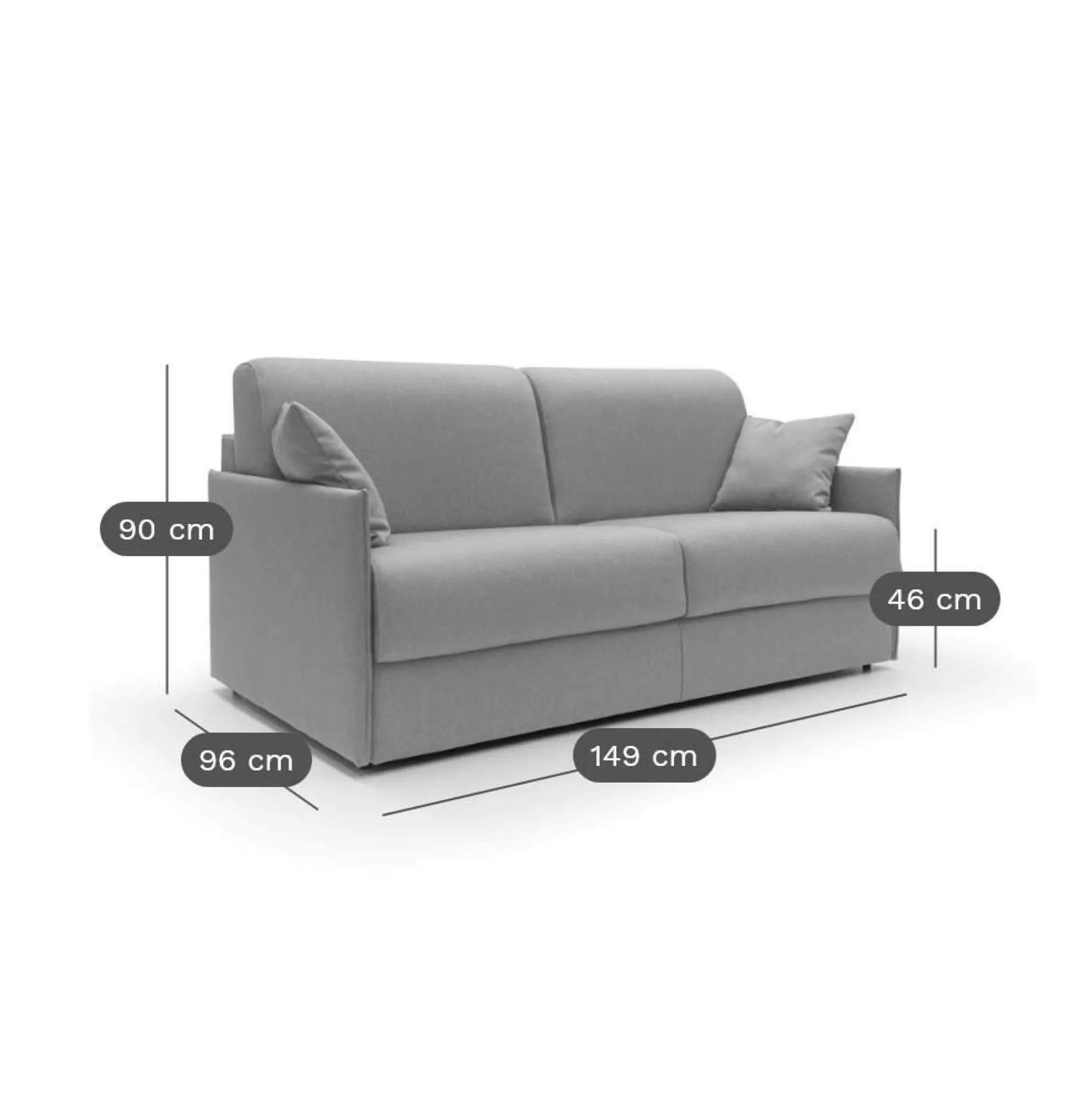 Canapés Droits>Camif Canapé convertible tissu déhoussable Arthur - - Grand 2 places Anthracite