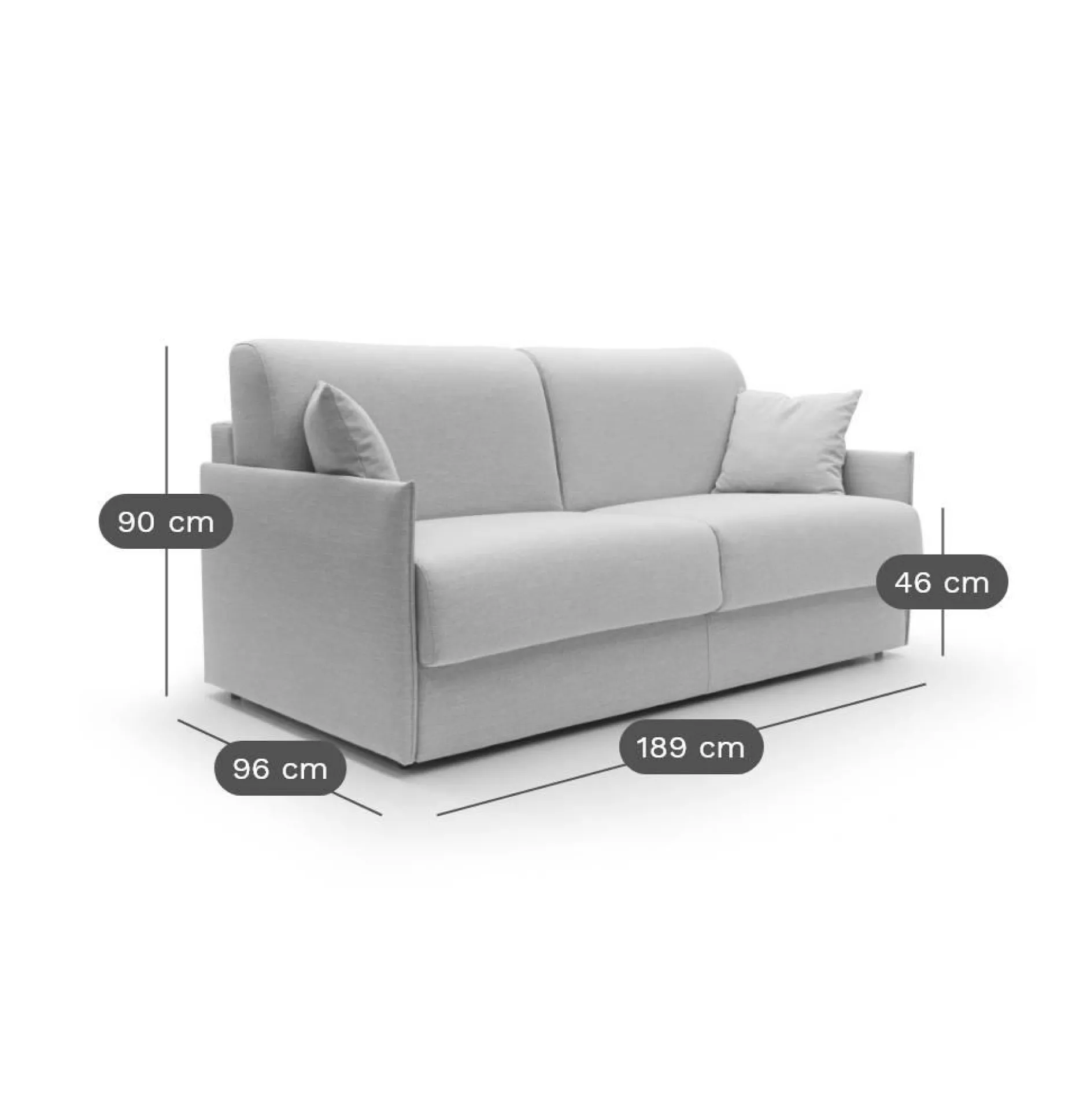 Canapés Droits>Camif Canapé convertible tissu déhoussable Arthur - - Grand 3 places Gris