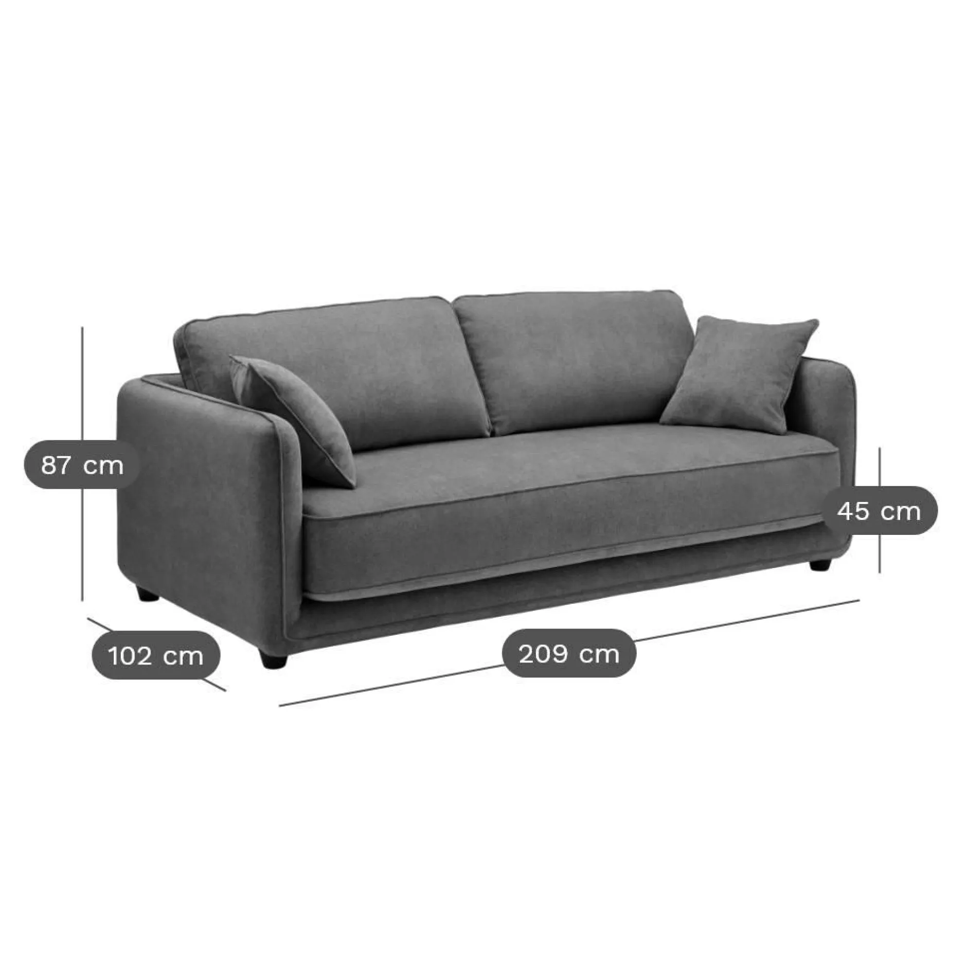 Canapés Droits>Camif Canapé convertible tissu Paxi - Taupe