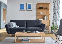 Canapés Droits>Camif Canapé convertible tissu Persson - Bleu Marine