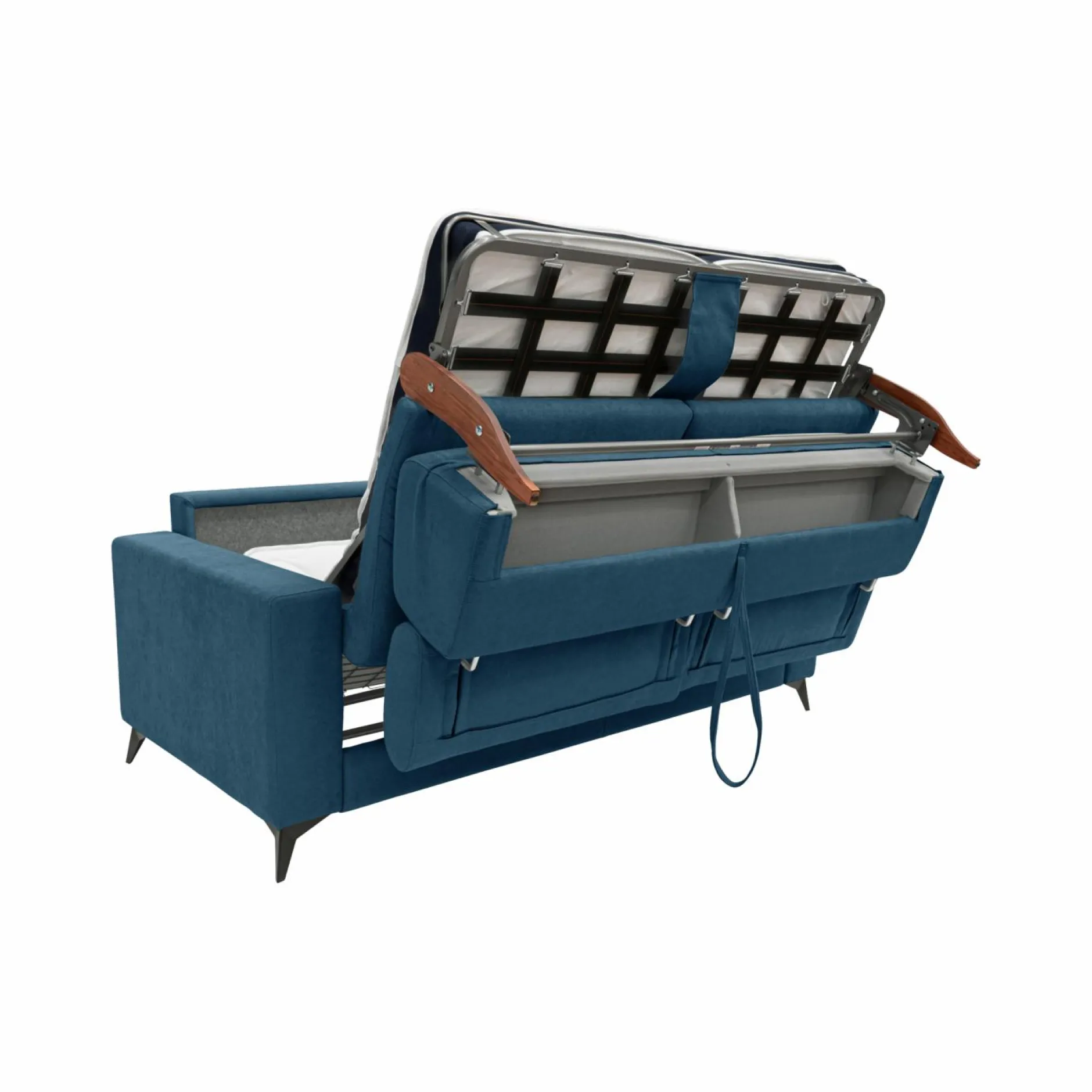 Canapés Droits>Camif Canapé convertible tissu recyclé déhoussable Alden - - 3 places Bleu Canard
