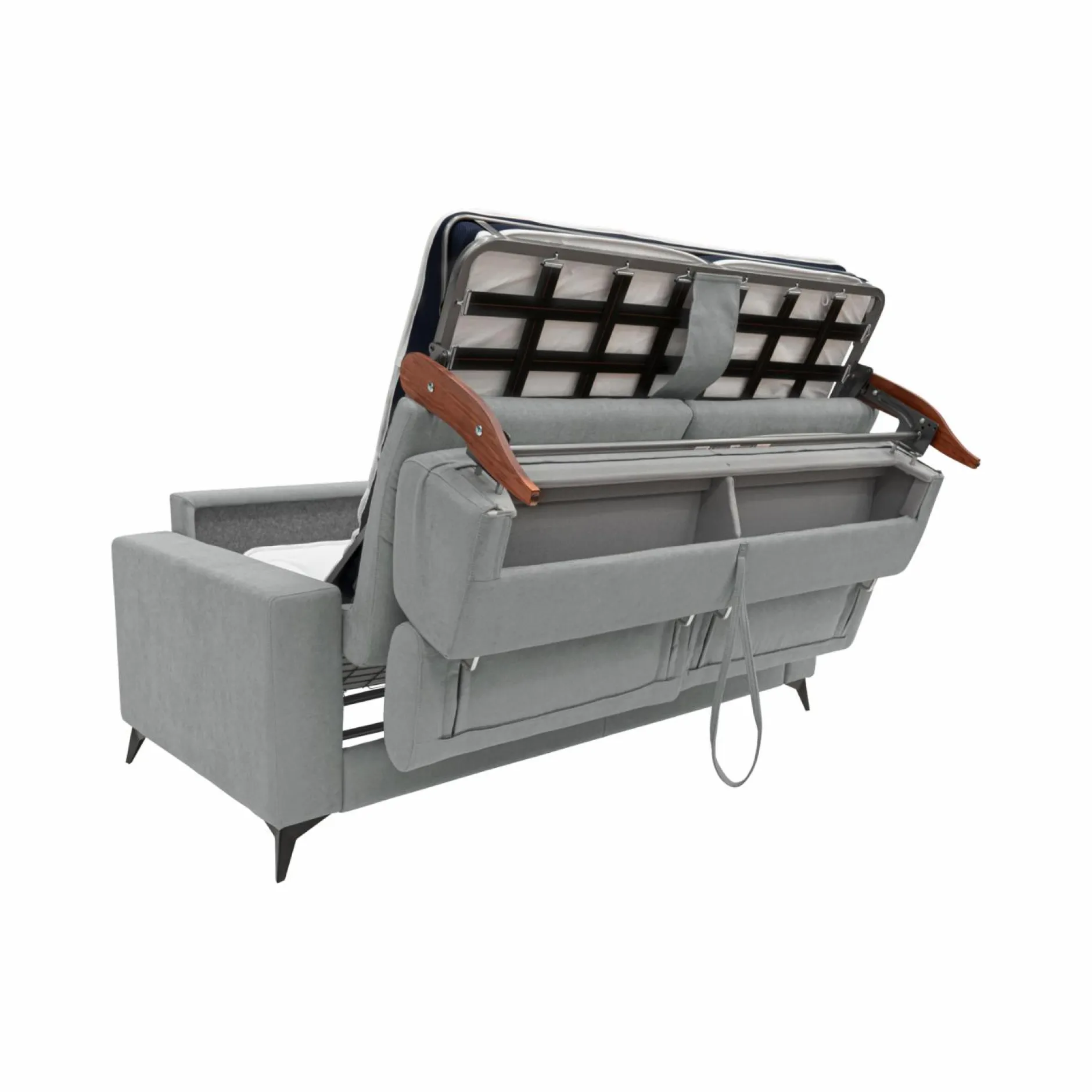 Canapés Droits>Camif Canapé convertible tissu recyclé déhoussable Alden - - Grand 2 places Gris Clair