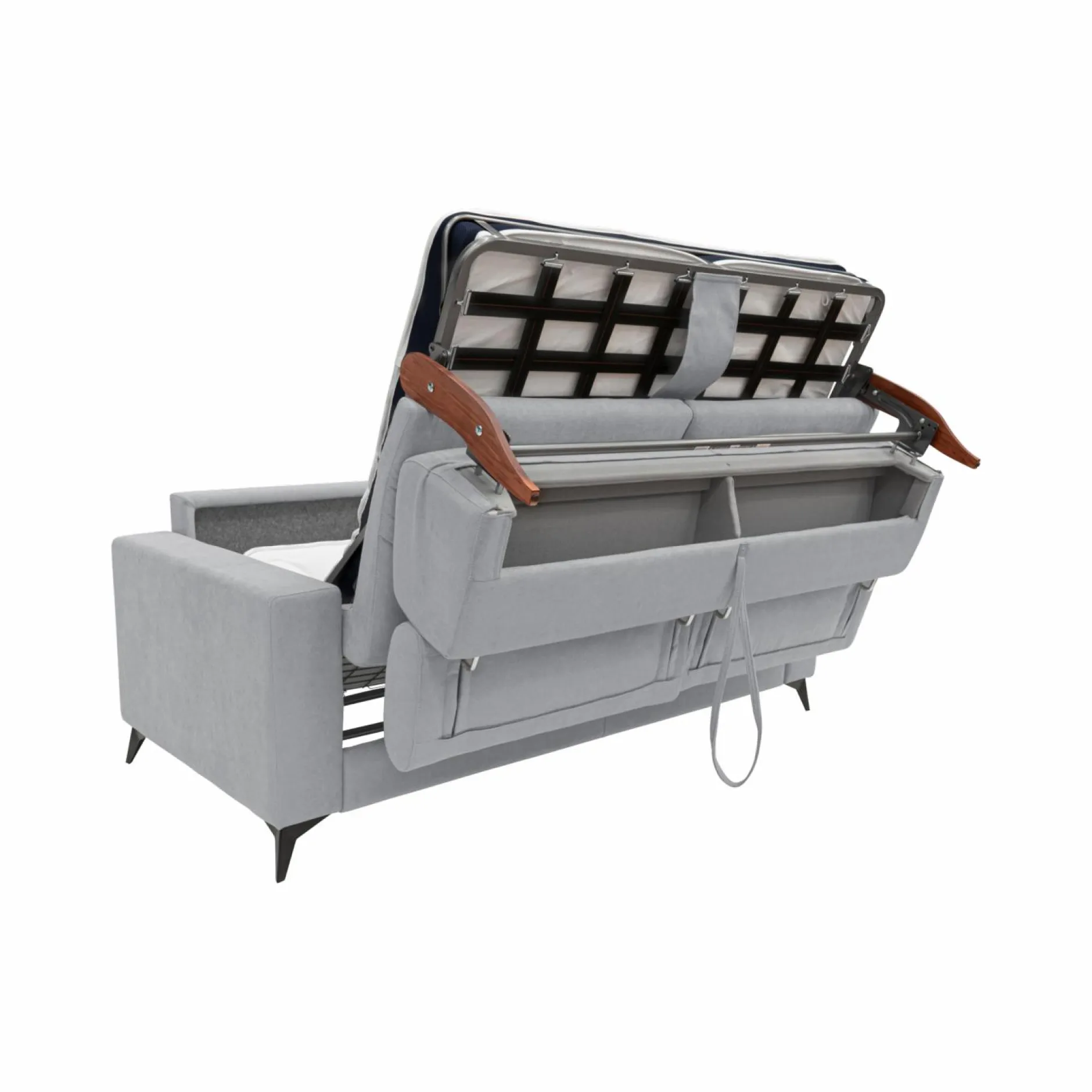 Canapés Droits>Camif Canapé convertible tissu recyclé déhoussable Alden - - Grand 3 places Gris Clair