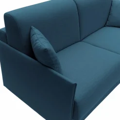 Canapés Droits></noscript>Camif Canapé convertible tissu recyclé déhoussable Arthur - - 3 places Bleu Canard