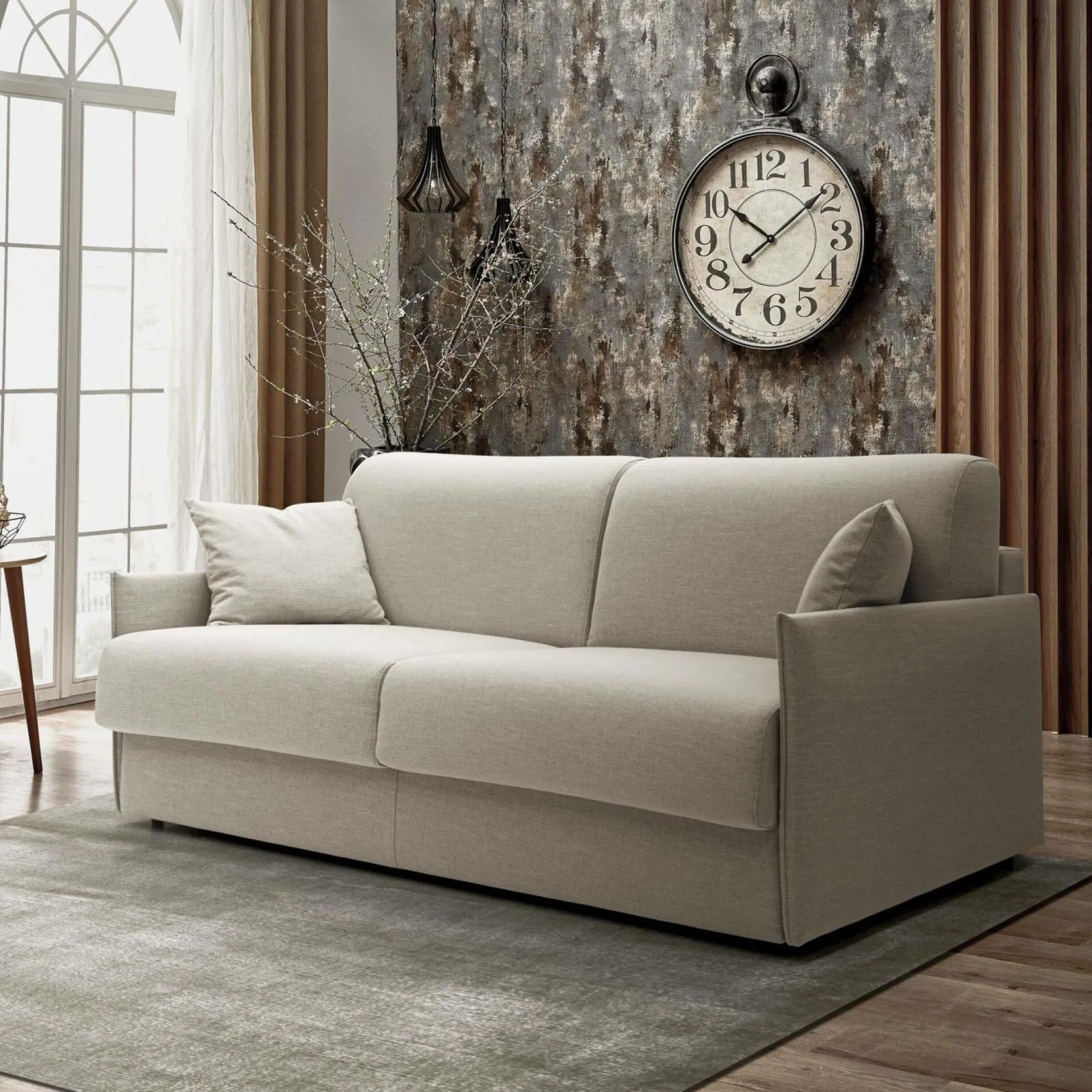 Canapés Droits>Camif Canapé convertible tissu recyclé déhoussable Arthur - - Grand 2 places Gris Clair