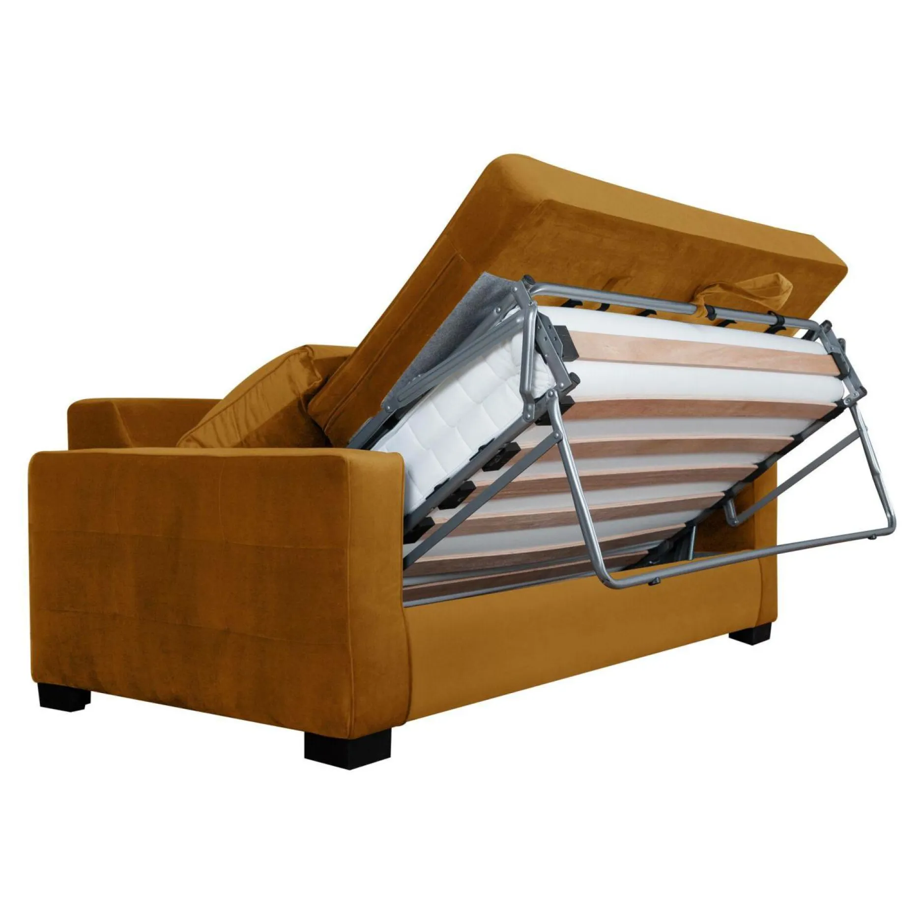 Canapés Droits>Camif Canapé convertible velours Octave - Jaune Mordoré