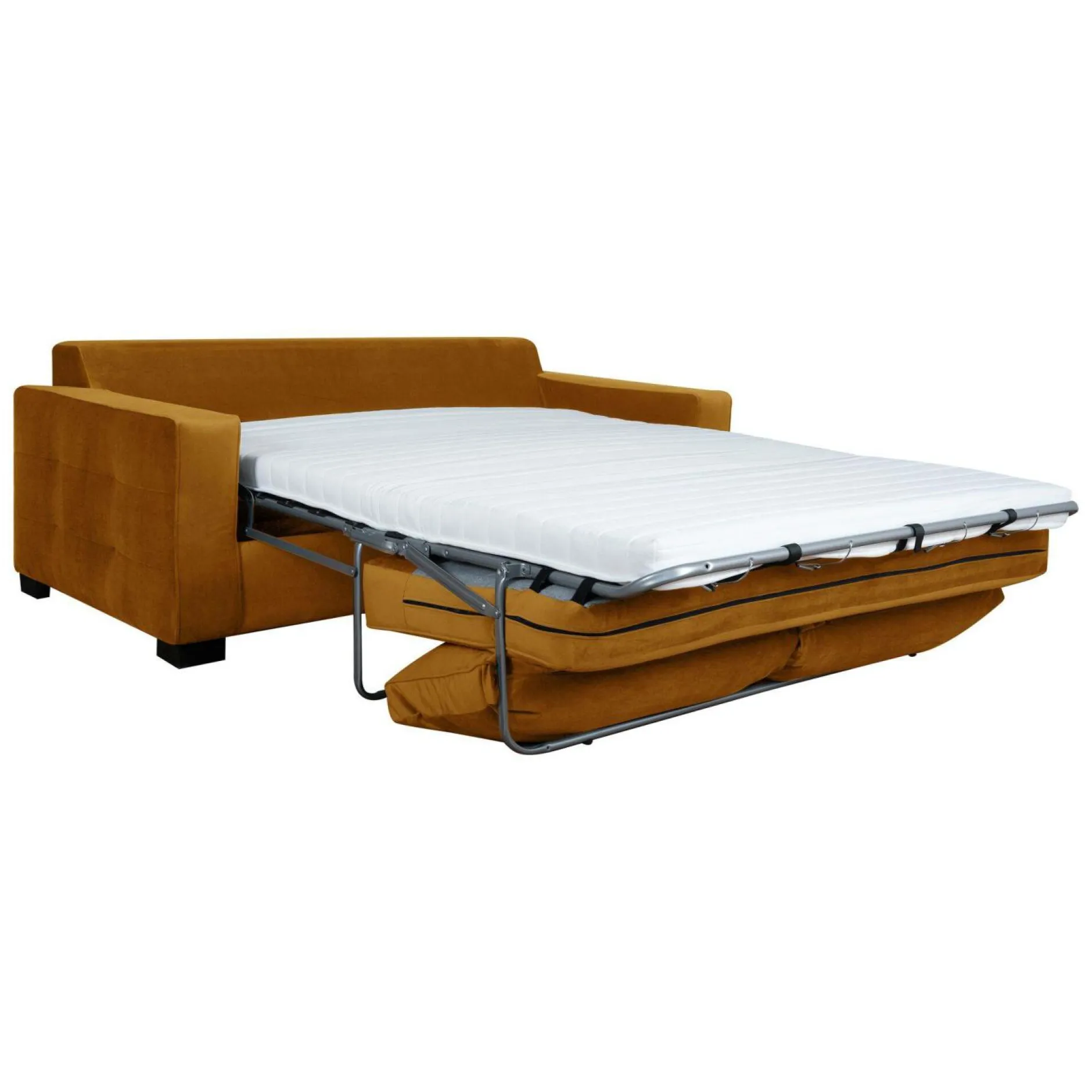 Canapés Droits>Camif Canapé convertible velours Octave - Jaune Mordoré