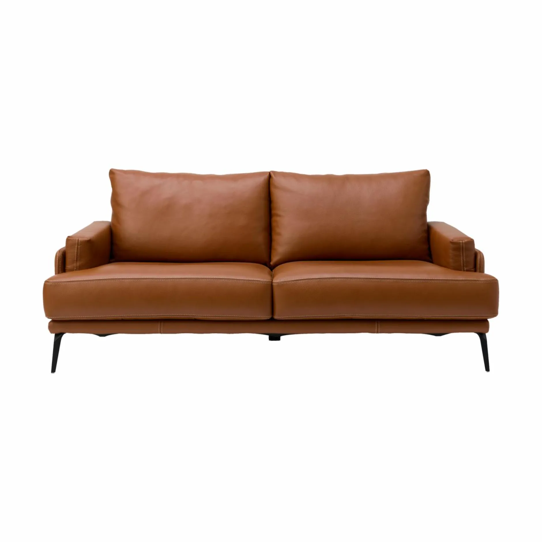 Canapés Fixes|Canapés Droits>Camif Canapé cuir Basile - - 3 places Cognac