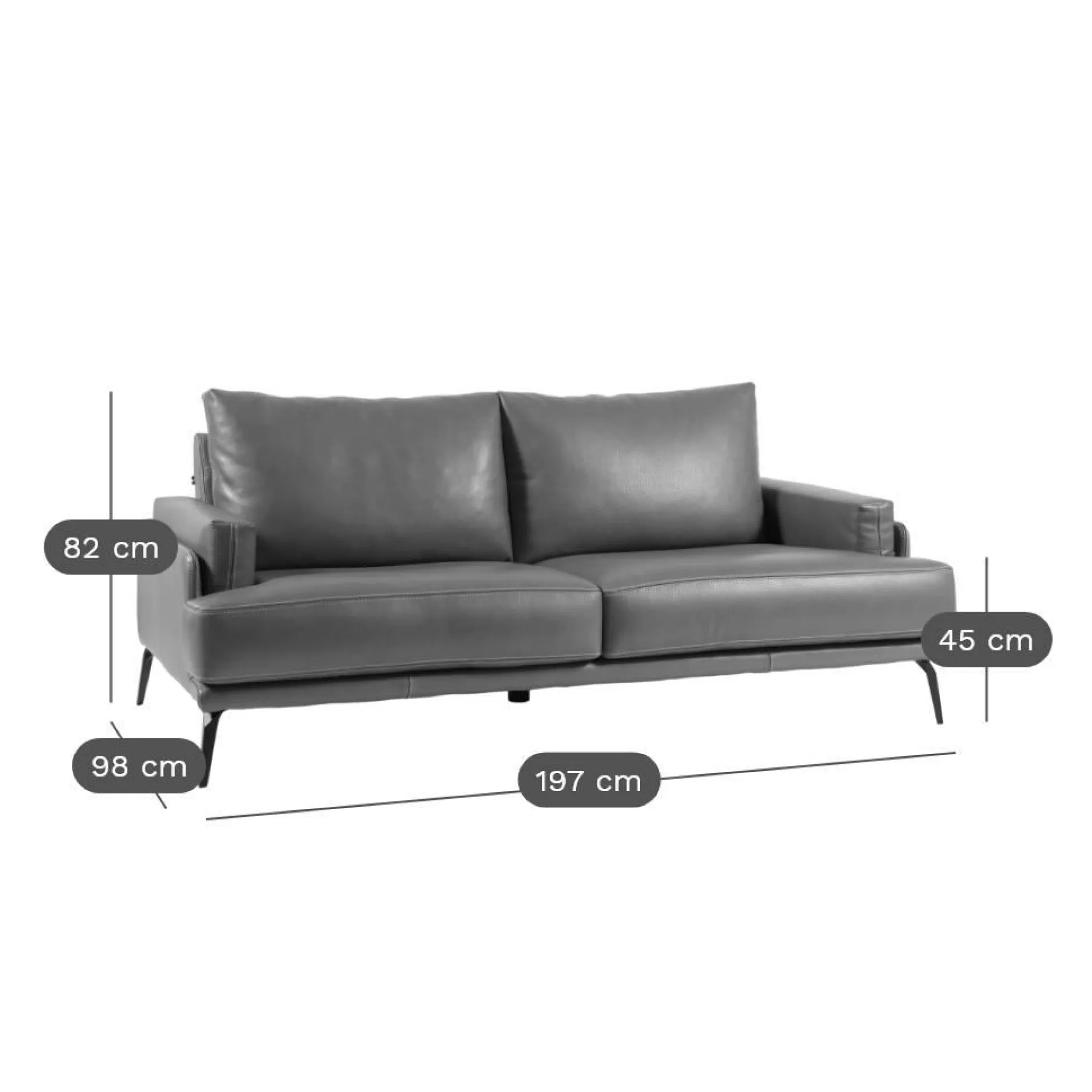 Canapés Fixes|Canapés Droits>Camif Canapé cuir Basile - - 3 places Cognac