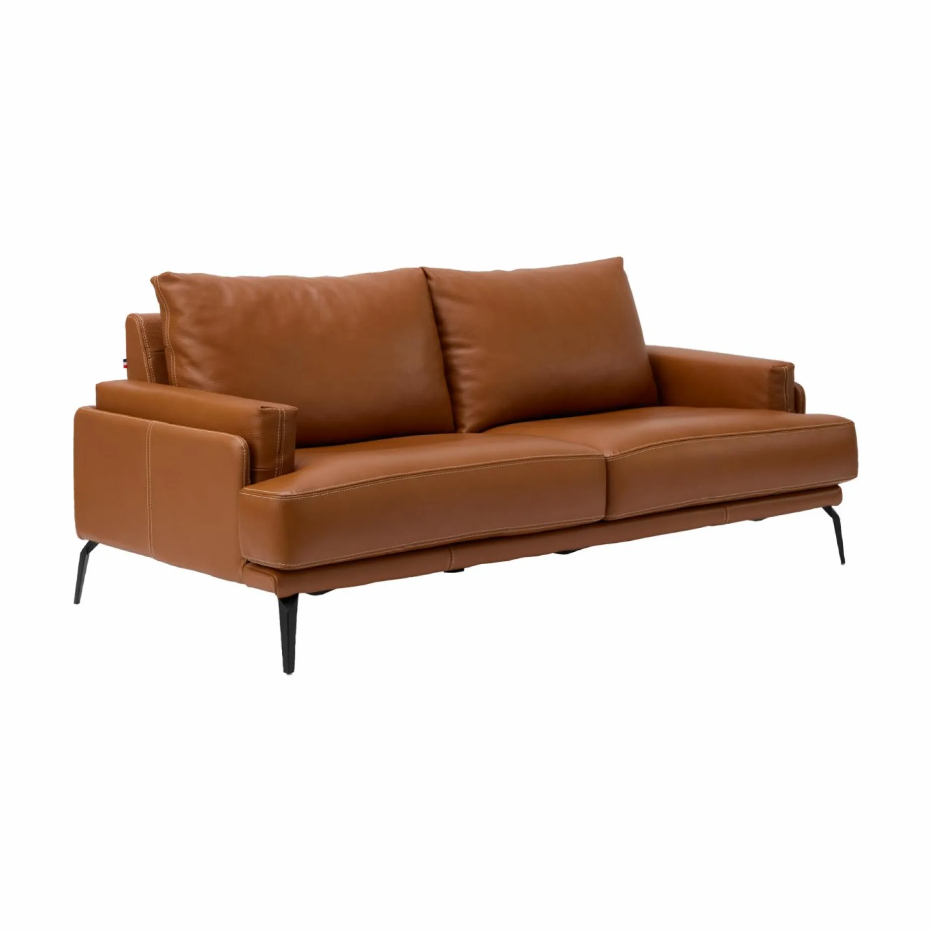 Canapés Droits|Canapés Fixes>Camif Canapé cuir Basile - - Grand 2 places Cognac