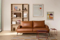 Canapés Droits|Canapés Fixes>Camif Canapé cuir Basile - - Grand 2 places Cognac