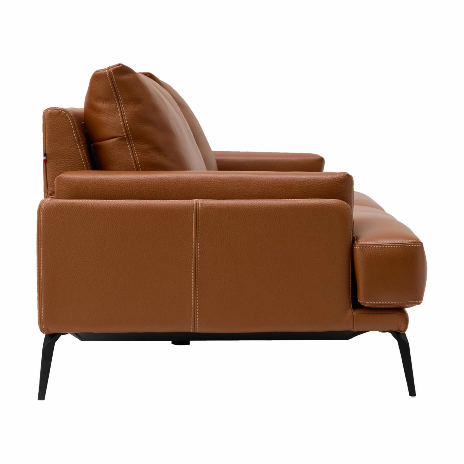 Canapés Droits|Canapés Fixes>Camif Canapé cuir Basile - - Grand 2 places Cognac