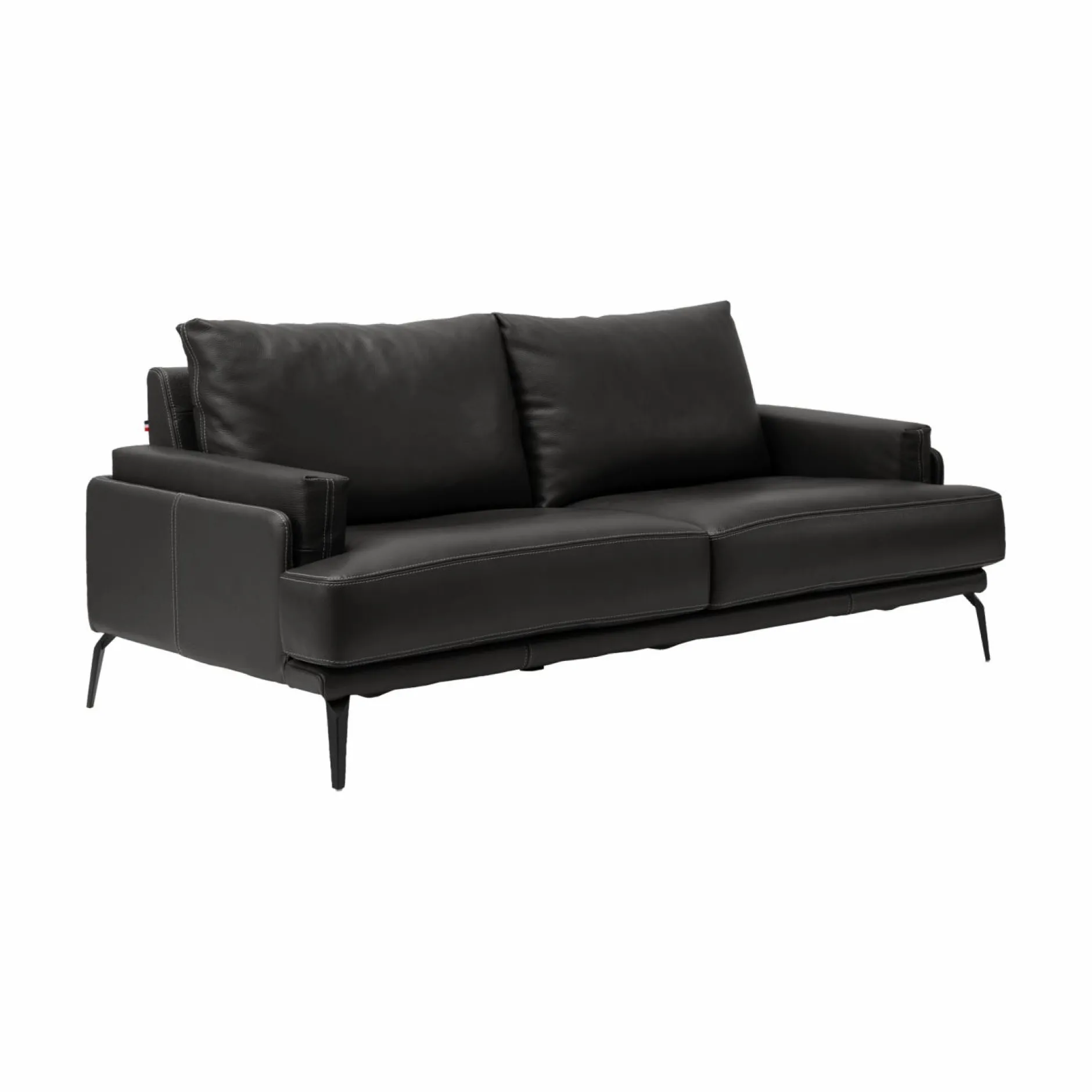 Canapés Droits|Canapés Fixes>Camif Canapé cuir Basile - - Grand 2 places Noir