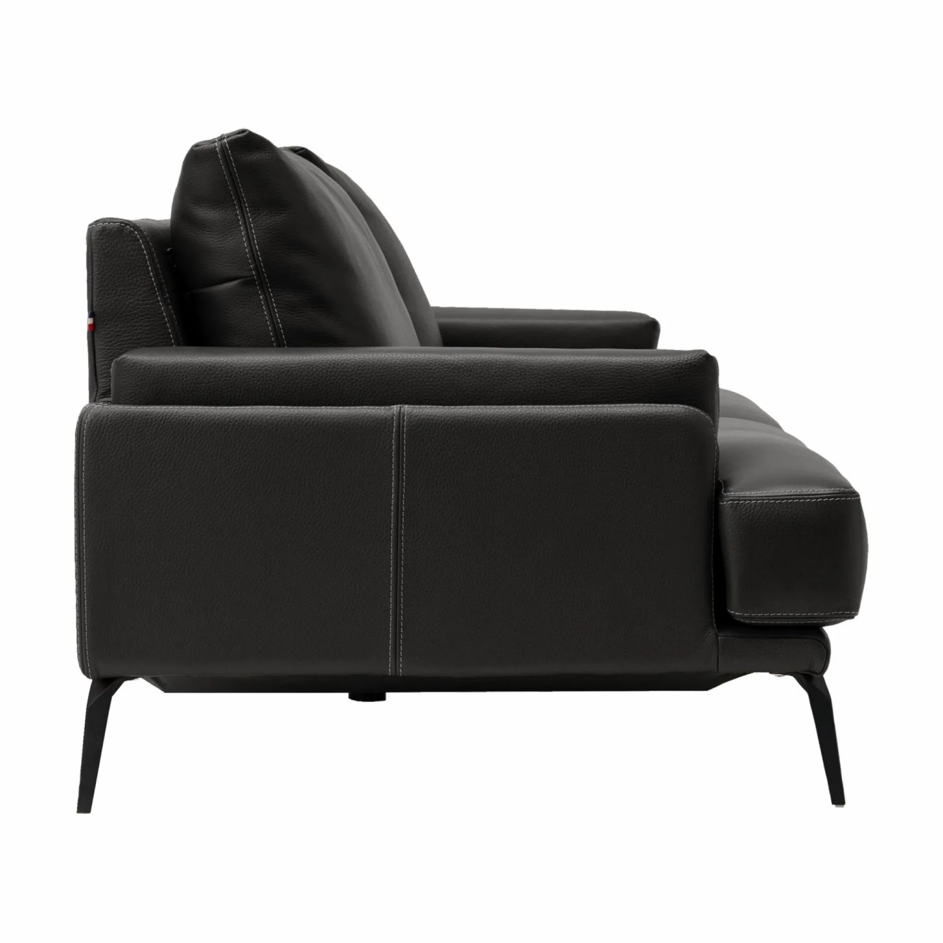 Canapés Droits|Canapés Fixes>Camif Canapé cuir Basile - - Grand 2 places Noir