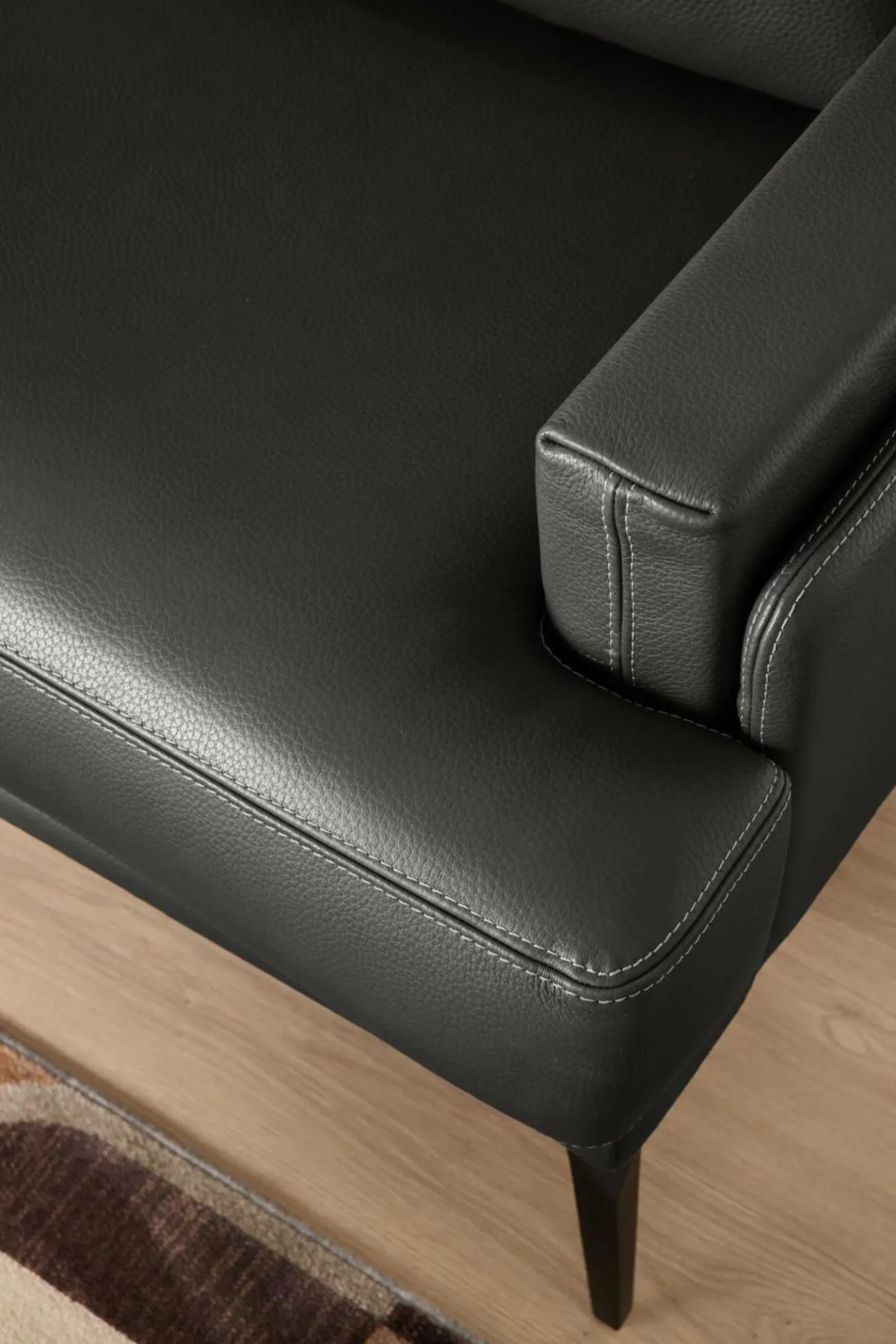 Canapés Droits|Canapés Fixes>Camif Canapé cuir Basile - - Grand 2 places Noir