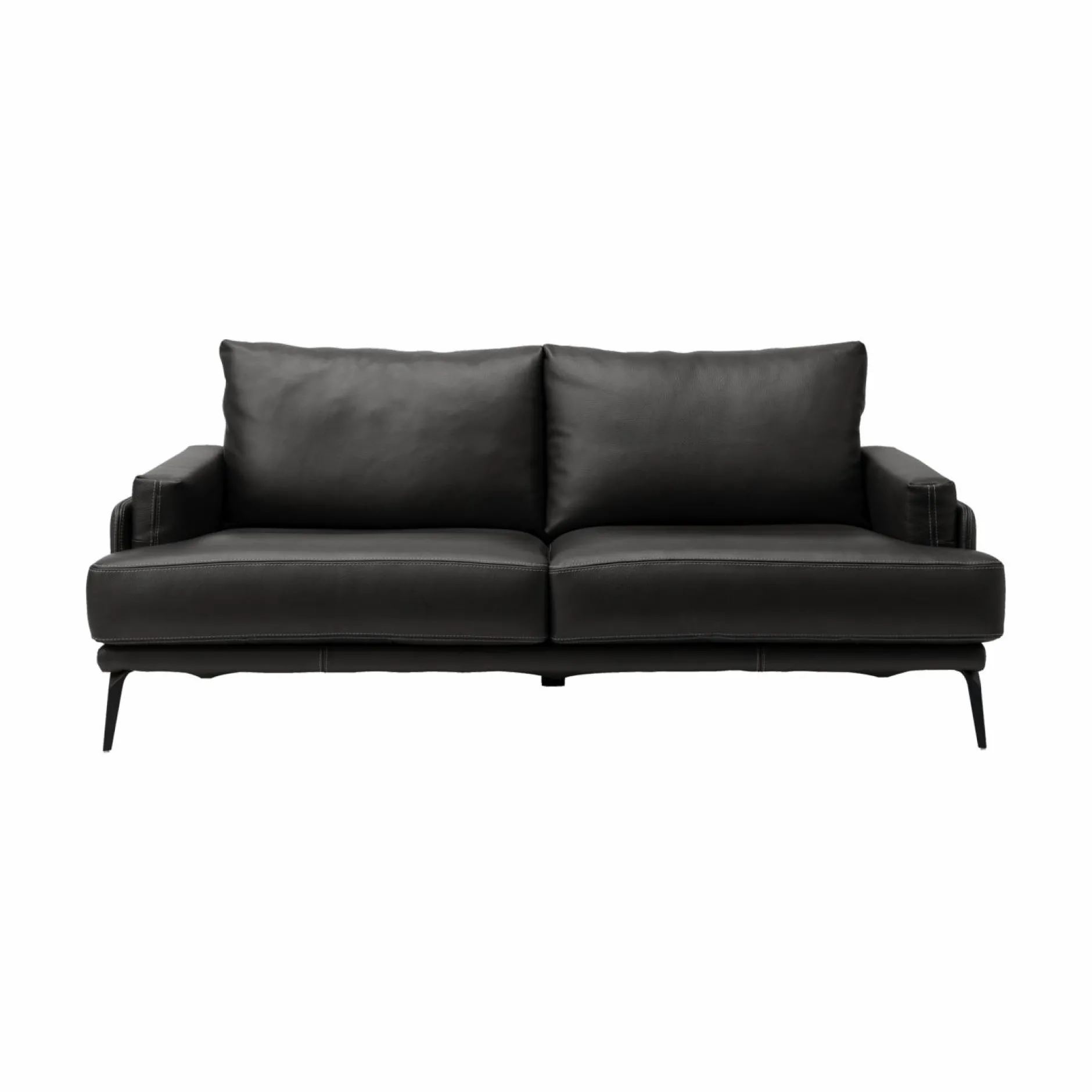 Canapés Droits|Canapés Fixes>Camif Canapé cuir Basile - - Grand 3 places Noir