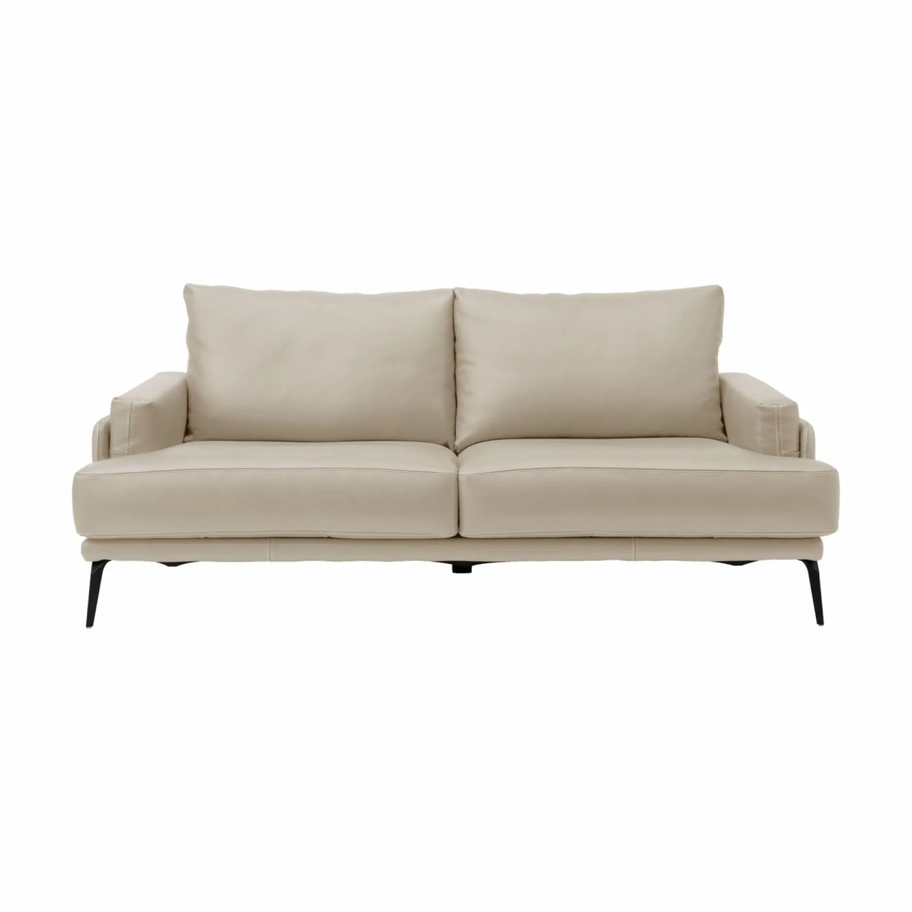 Canapés Droits|Canapés Fixes>Camif Canapé cuir Basile - - Grand 2 places Sable