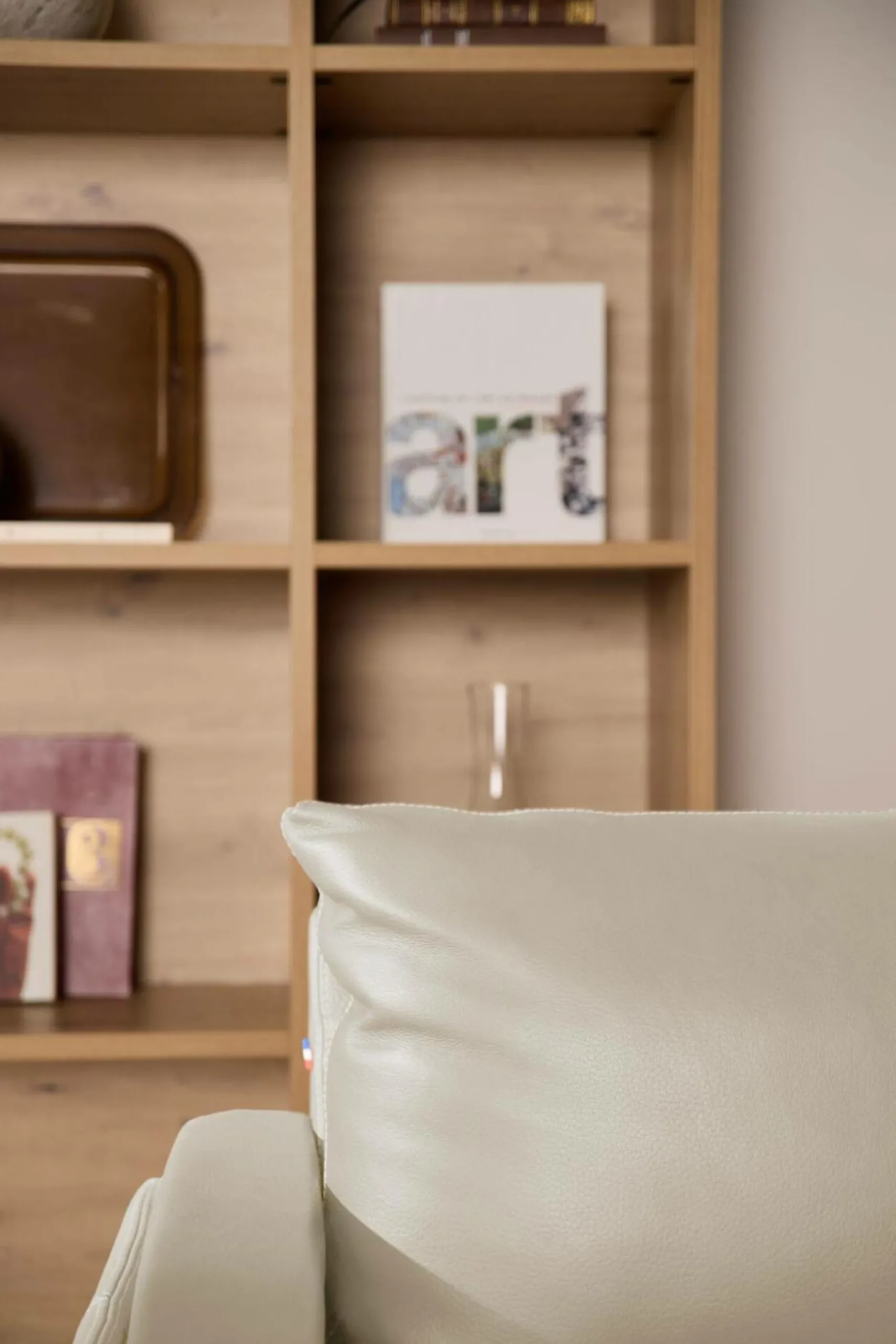 Canapés Droits|Canapés Fixes>Camif Canapé cuir Basile - - Grand 3 places Sable