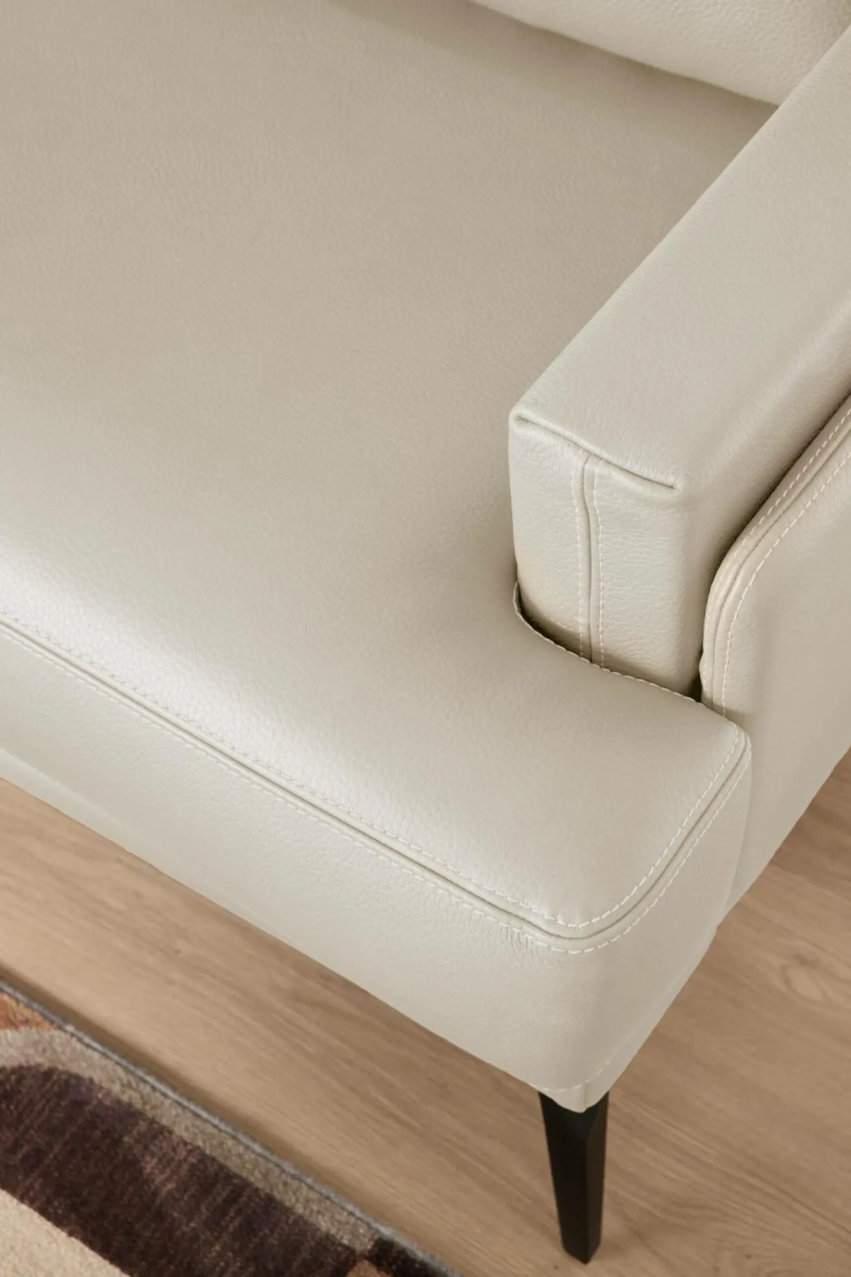 Canapés Droits|Canapés Fixes>Camif Canapé cuir Basile - - Grand 3 places Sable