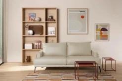 Canapés Droits|Canapés Fixes>Camif Canapé cuir Basile - - 3 places Sable