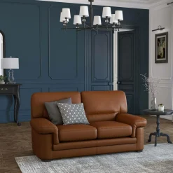 Canapés Fixes|Canapés Droits>Camif Canapé cuir Melbourne - - 2 places Cognac
