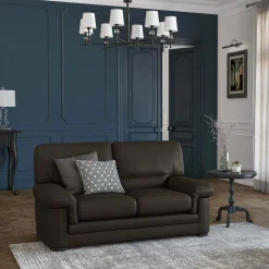 Canapés Droits|Canapés Fixes>Camif Canapé cuir Melbourne - - 2 places Moka