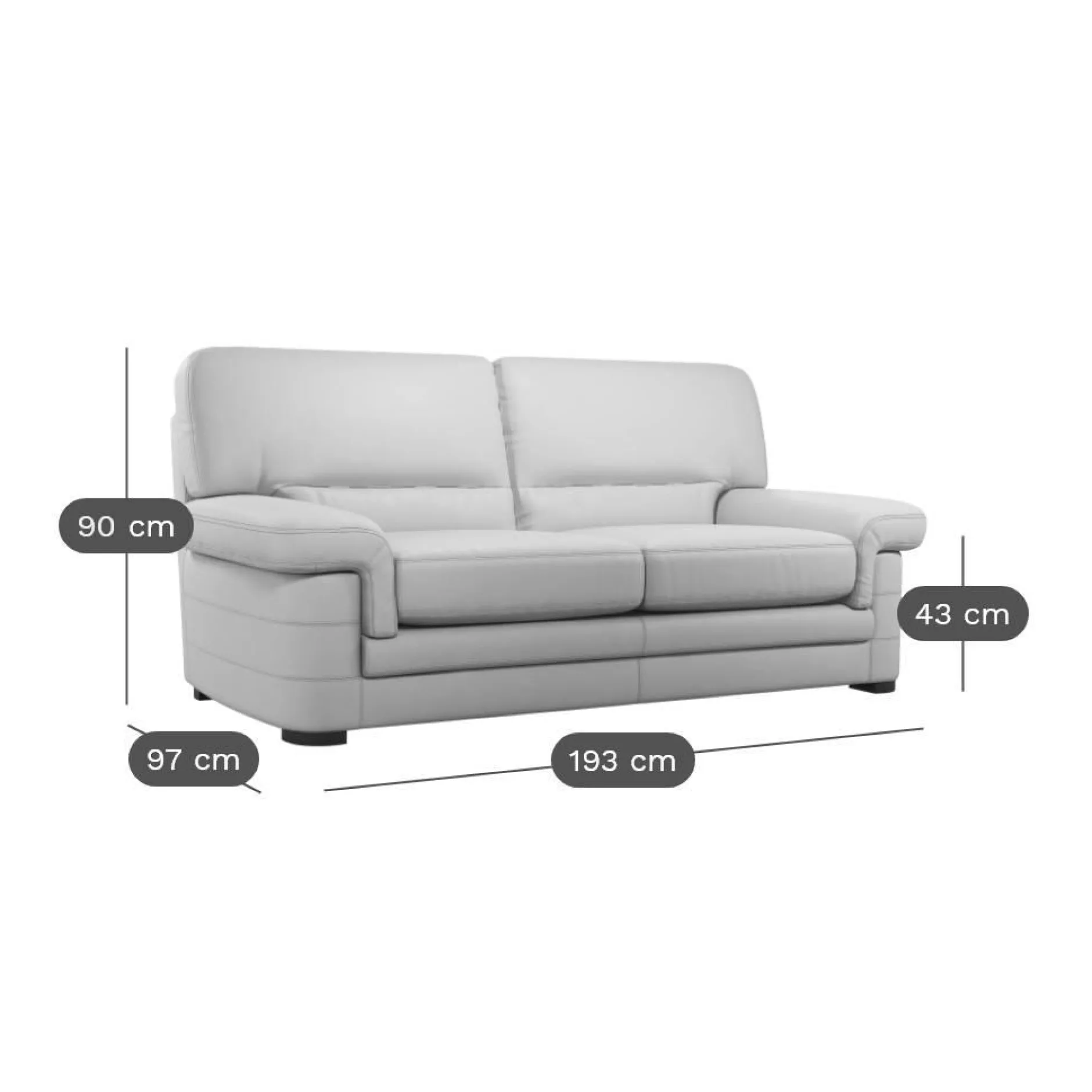 Canapés Droits|Canapés Fixes>Camif Canapé cuir Melbourne - - 3 places Moka